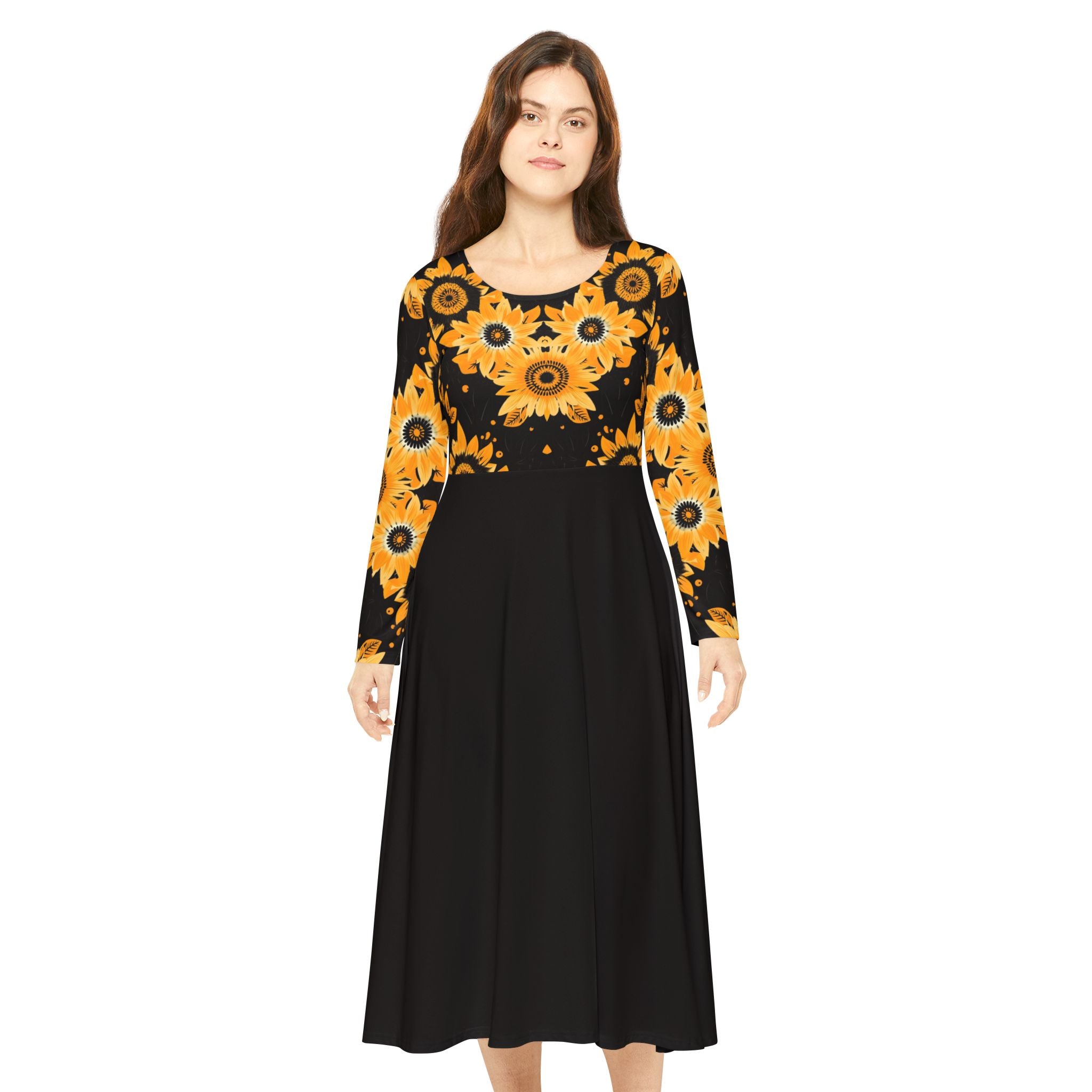 Copy of Sunflower Ballet Dress — Long Sleeve Floral Swing luxury Dress