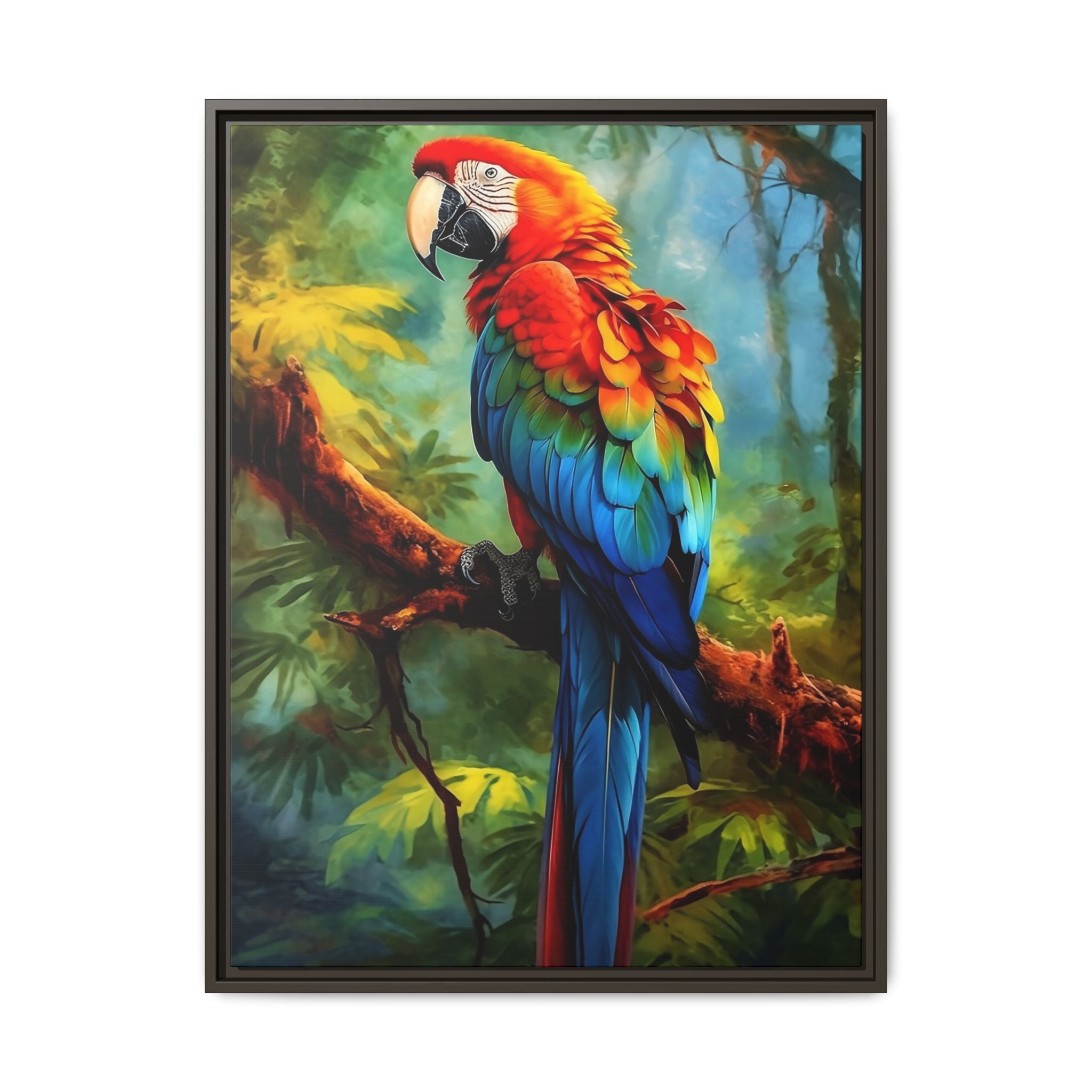 Scarlet Macaw Tropical Canvas Print (Framed Matte)
