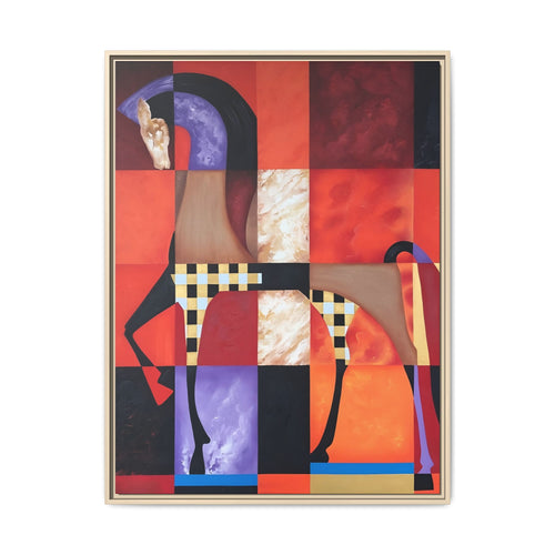 Abstract Geometric Horse Framed Canvas Art — Modern Colorful Wall Decor