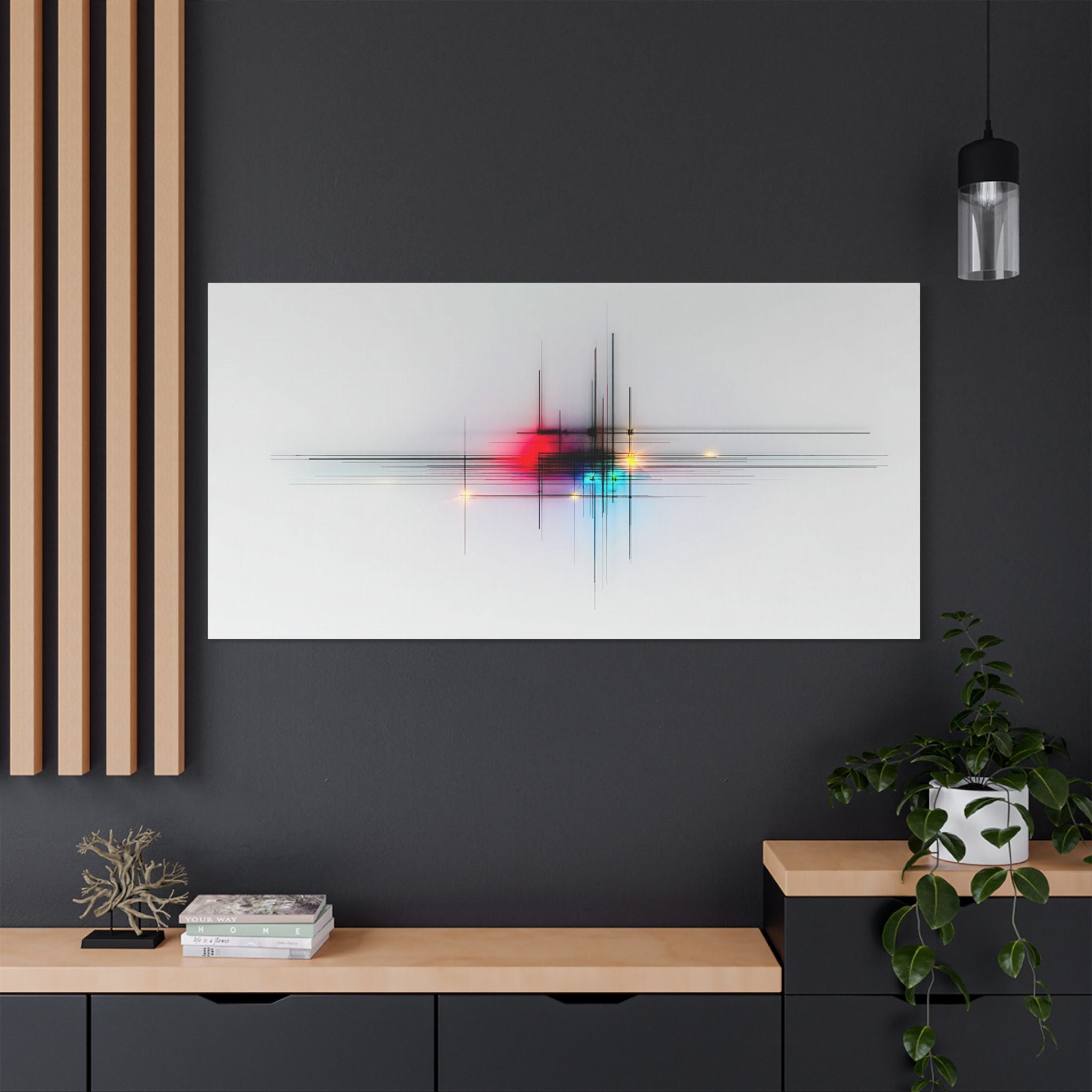 Abstract Lightburst Satin Canvas — Stretched Modern Wall Art