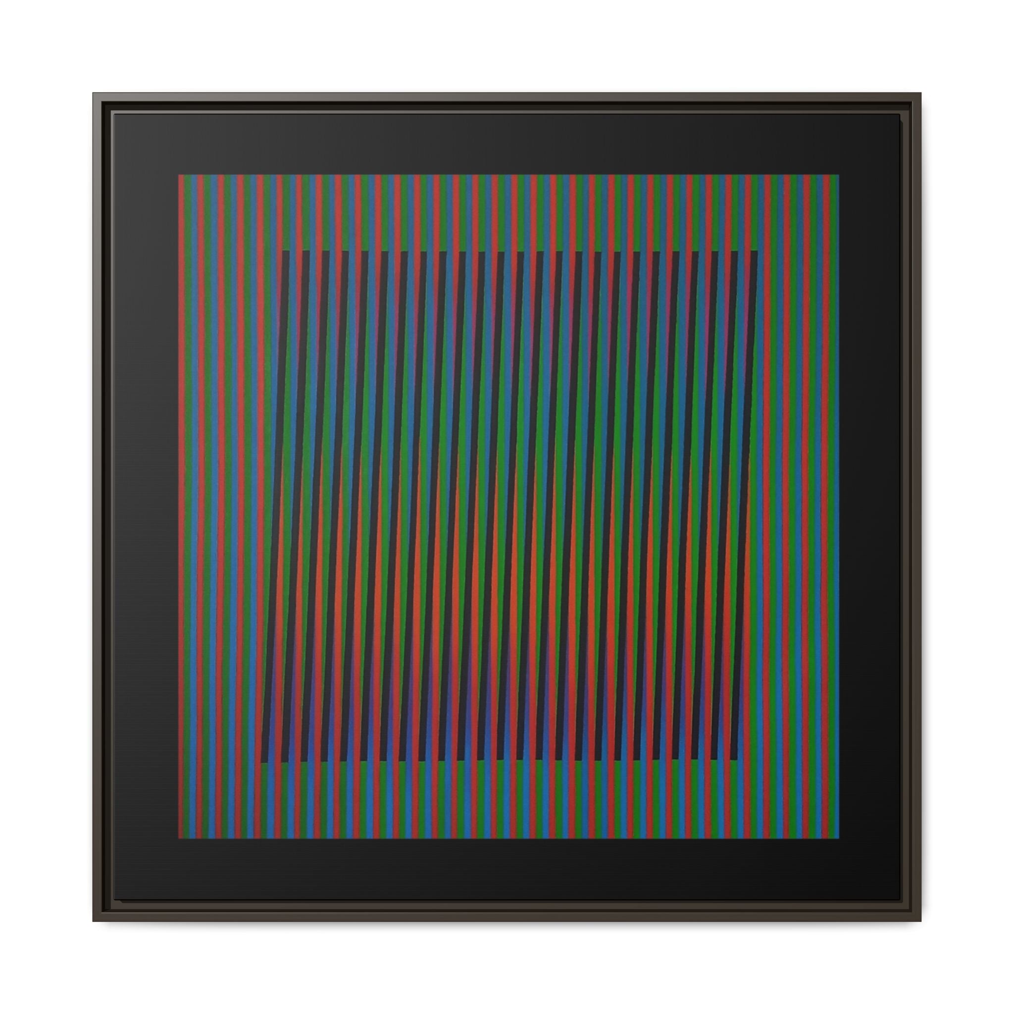 Framed Matte Canvas — Rainbow Op Art Square