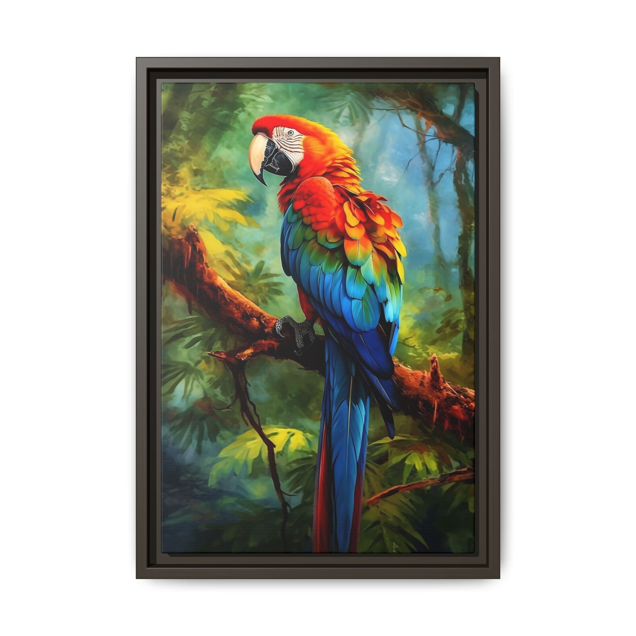 Scarlet Macaw Tropical Canvas Print (Framed Matte)