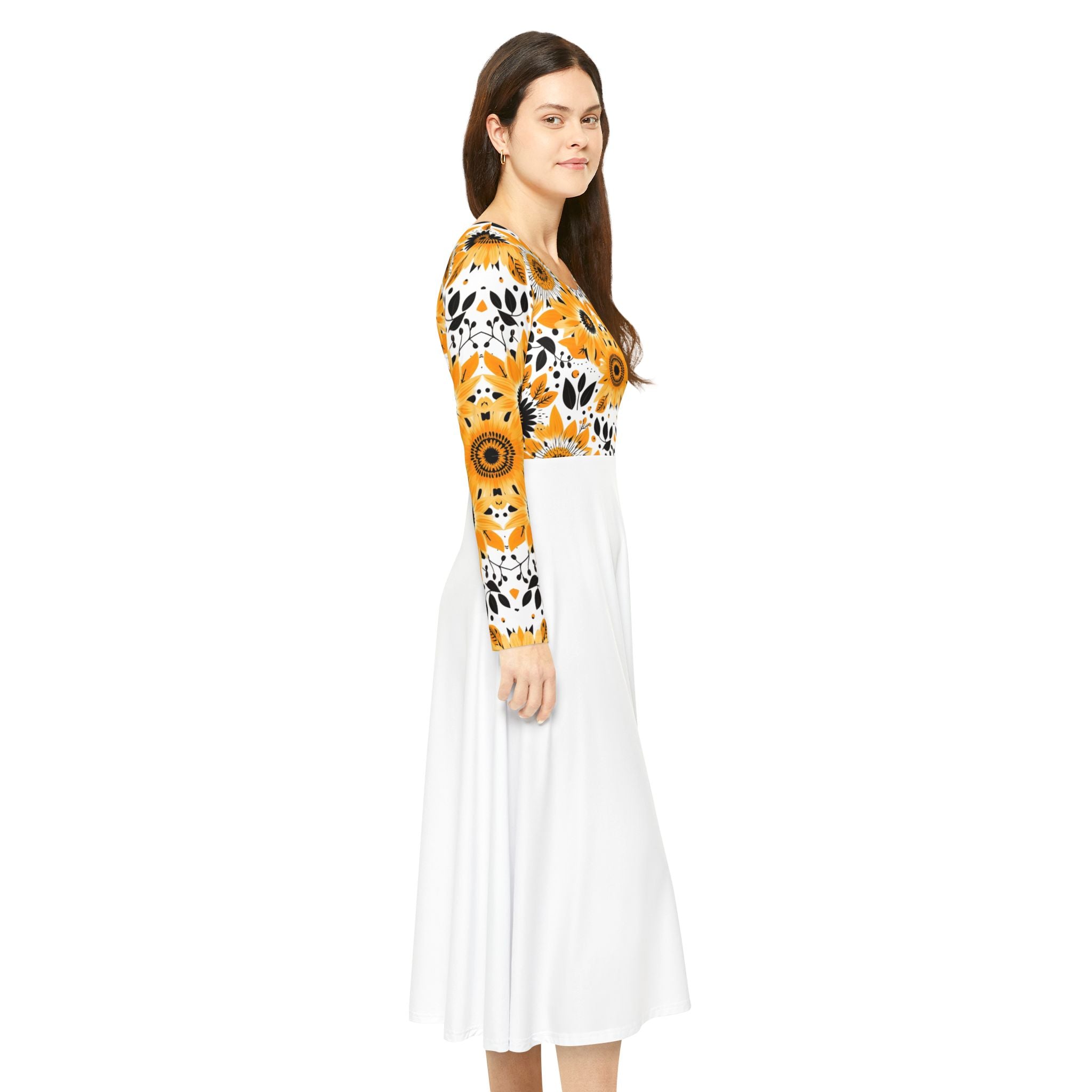 Copy of Sunflower Ballet Dress — Long Sleeve Floral Swing luxury Dress
