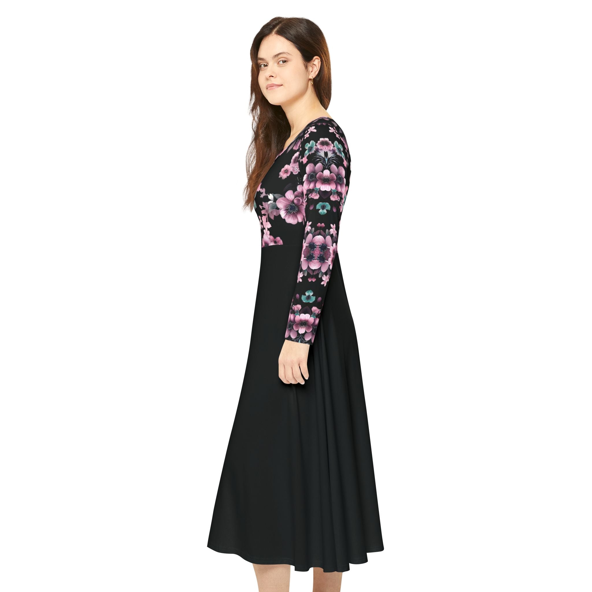Copy of Copy of Copy of Copy of Floral Pink Kaleidoscope Long Sleeve luxury Dress