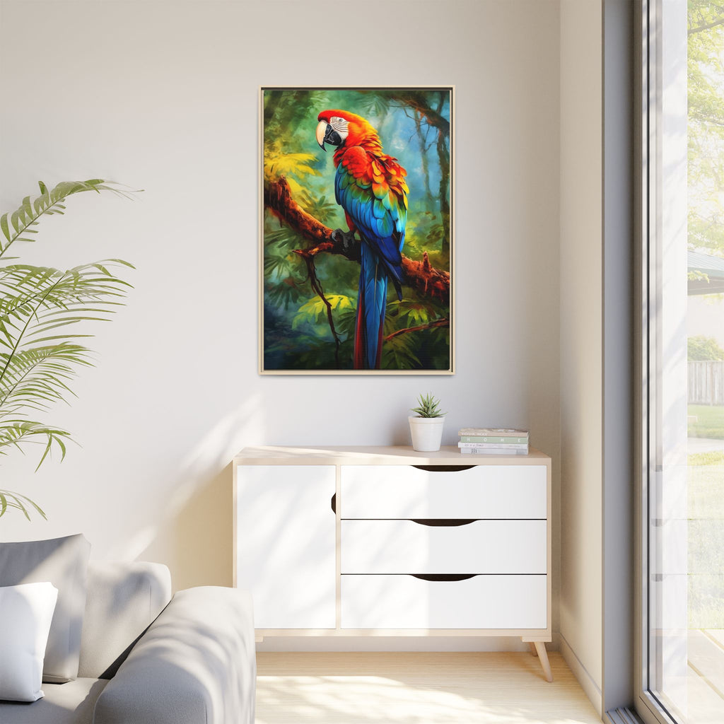 Scarlet Macaw Tropical Canvas Print (Framed Matte)