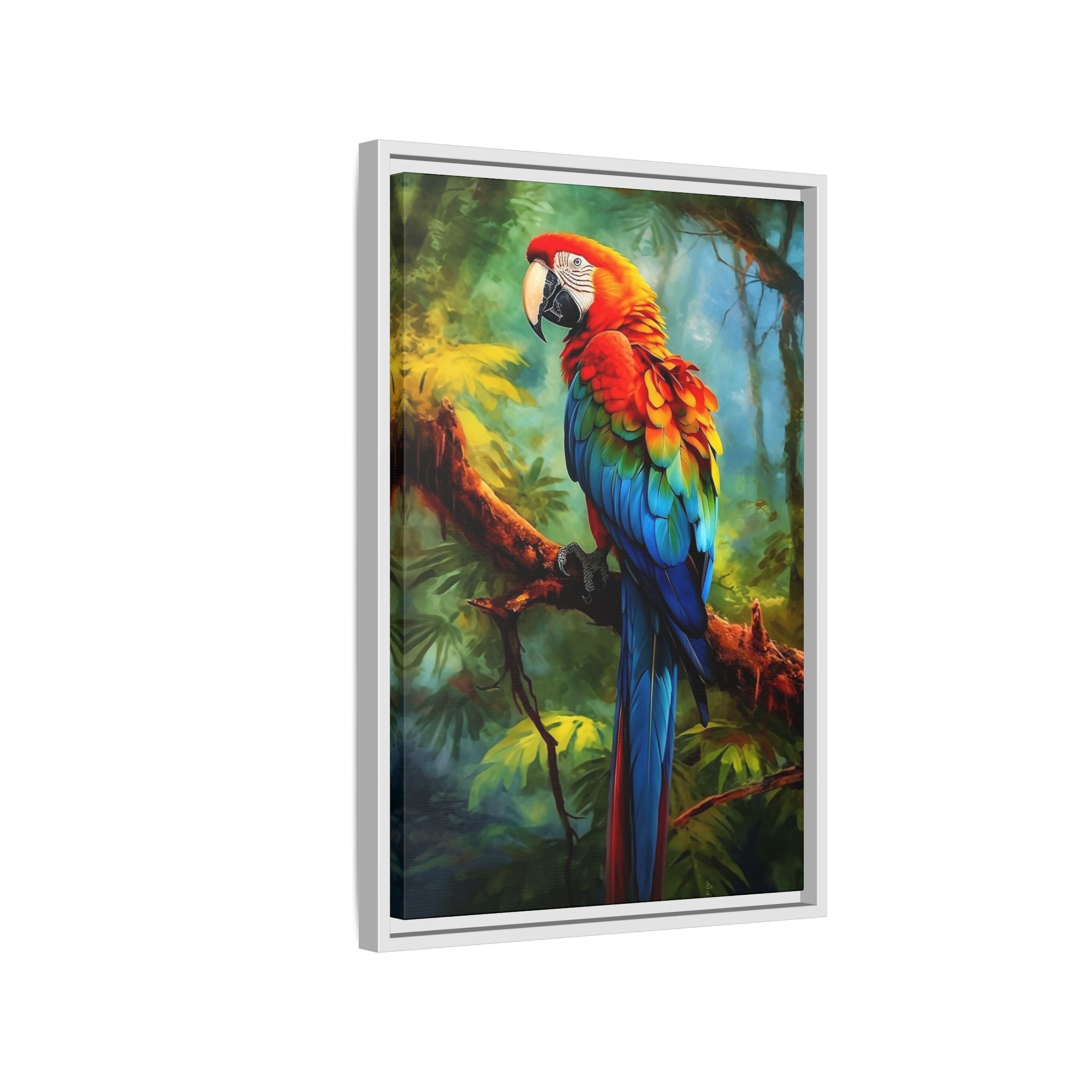 Scarlet Macaw Tropical Canvas Print (Framed Matte)