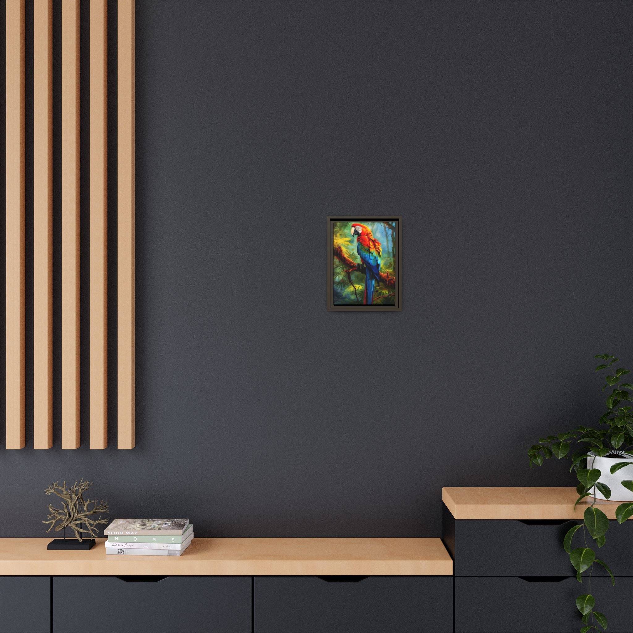 Scarlet Macaw Tropical Canvas Print (Framed Matte)