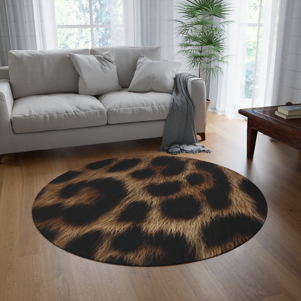 Leopard Print Round Rug