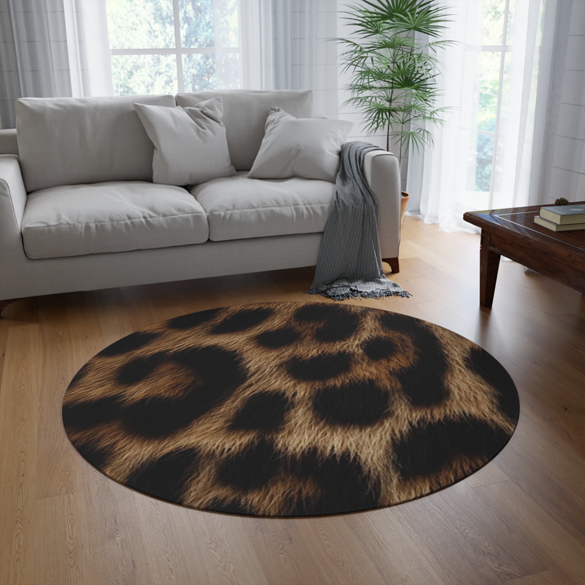 Leopard Print Round Rug