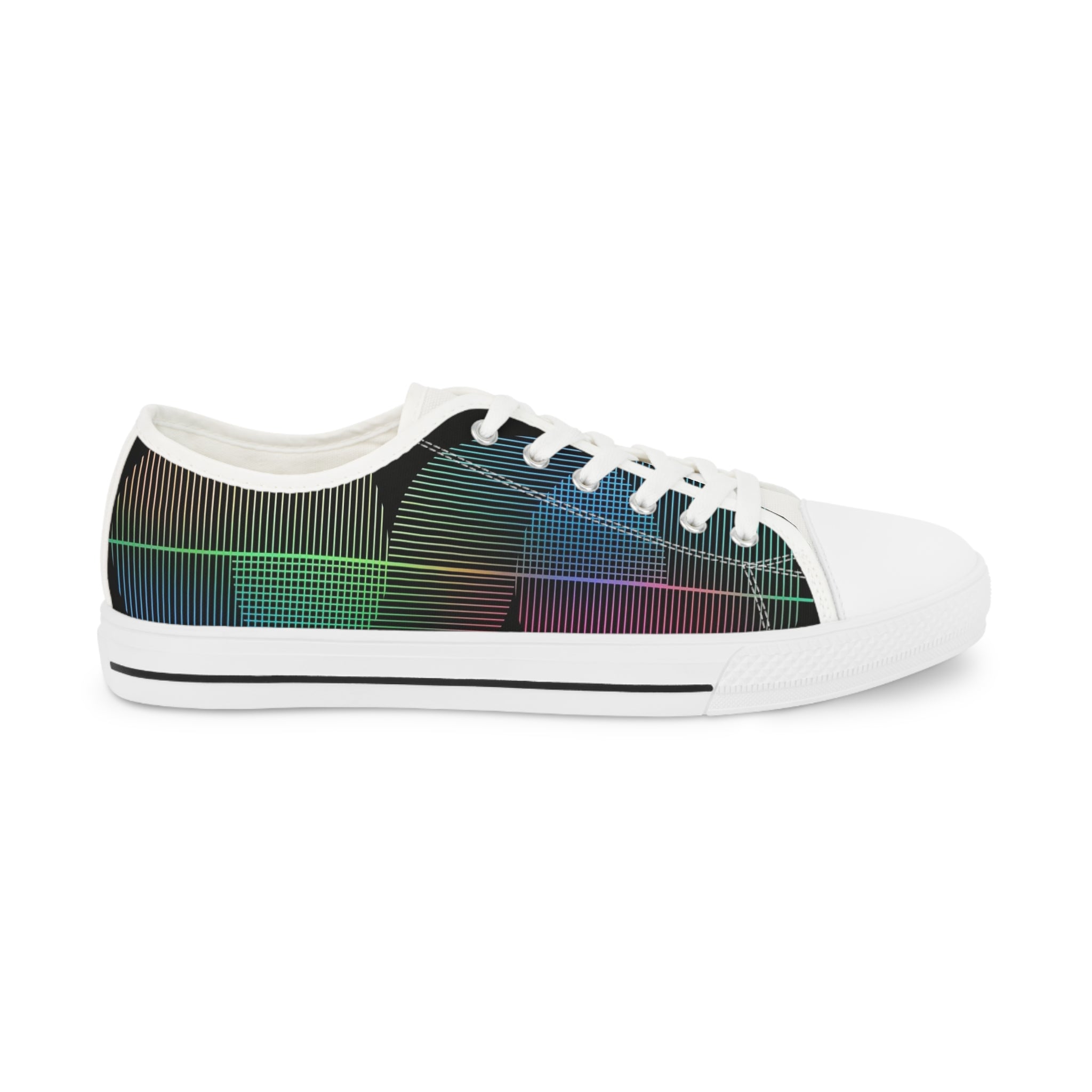Men's Low Top Sneakers - Iridescent Grid Plaid Casual Shoes