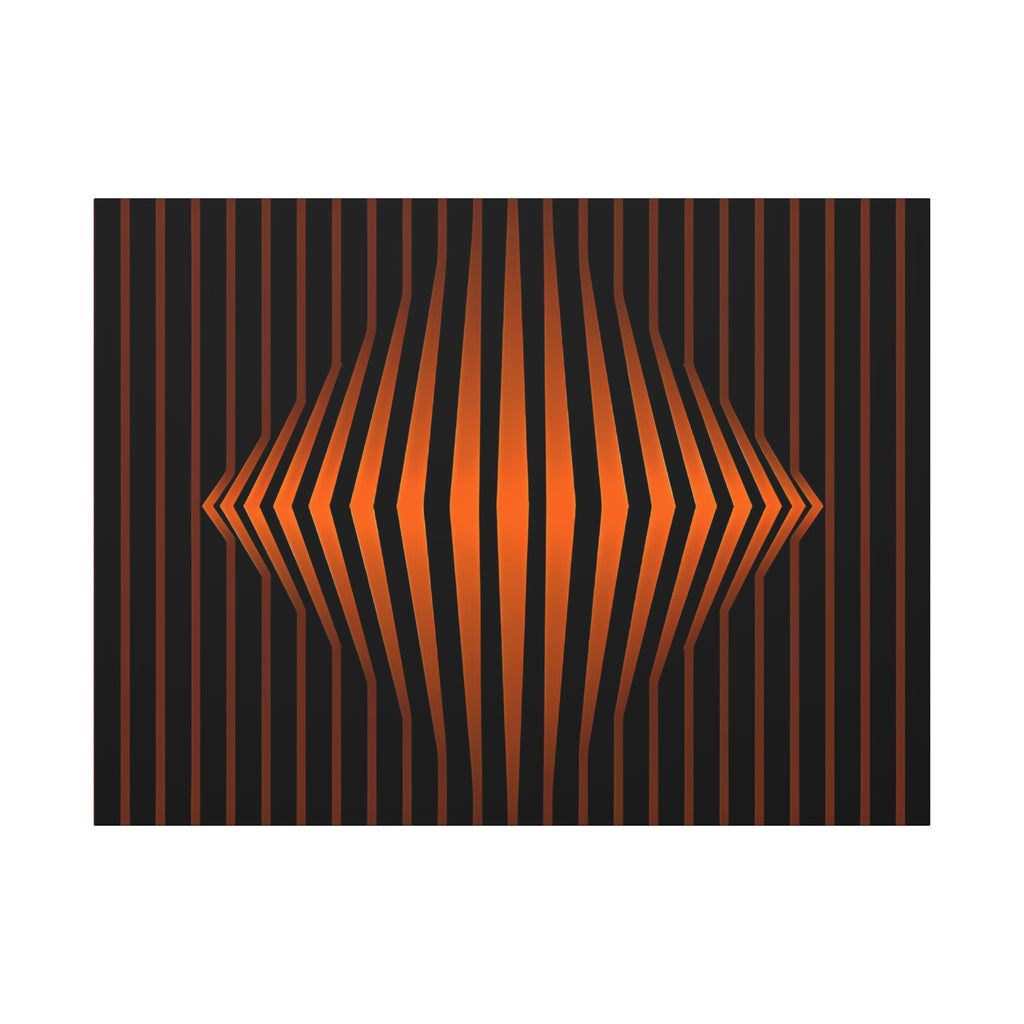 Optical Orange Stripe Canvas Wall Art – Geometric Mid-Century Abstract