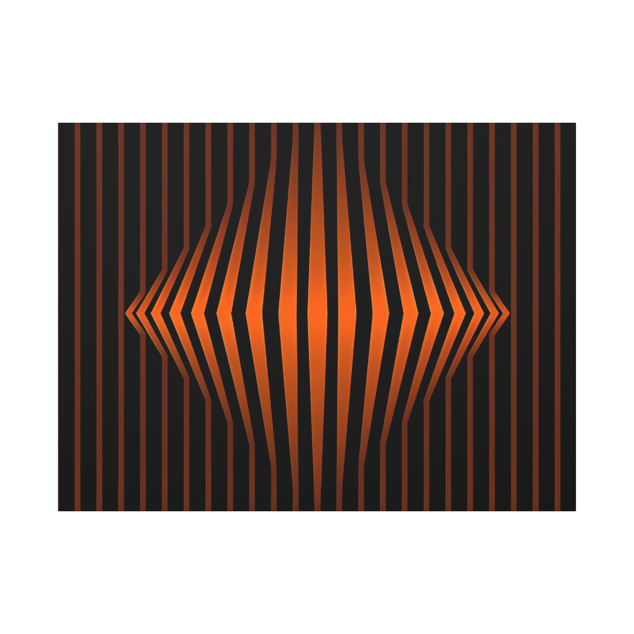 Optical Orange Stripe Canvas Wall Art – Geometric Mid-Century Abstract