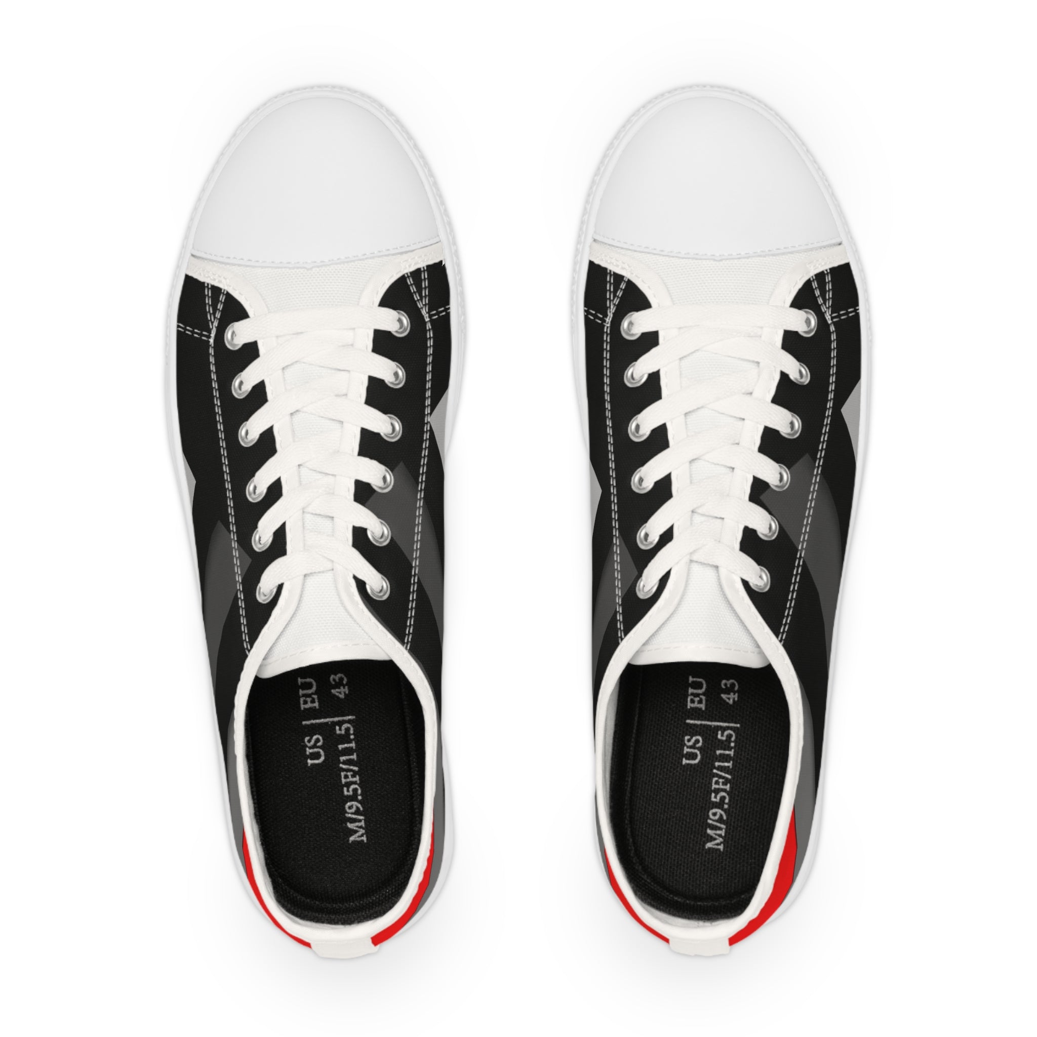 Classic Black Striped Low-Top Sneakers — Men's Casual Canvas Shoes