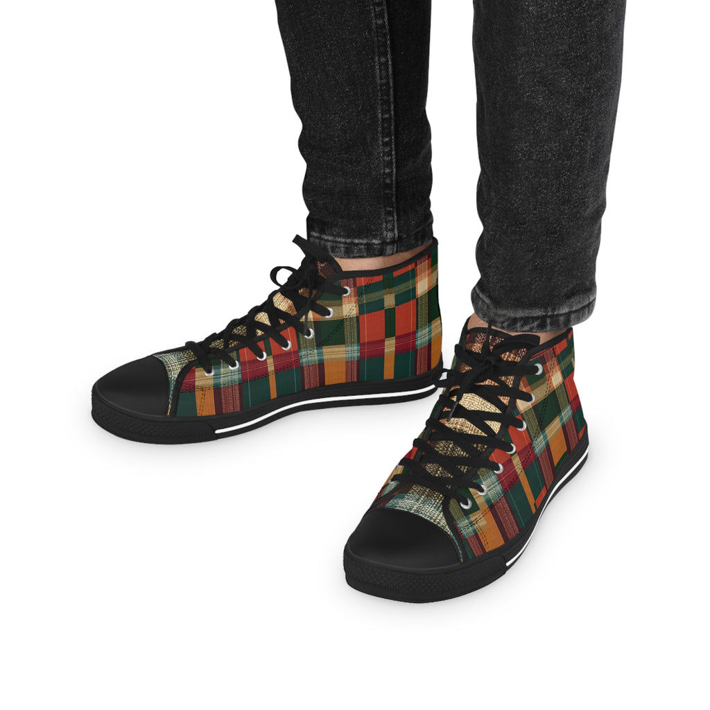 Zapatillas altas a cuadros: zapatos rústicos de otoño para hombre