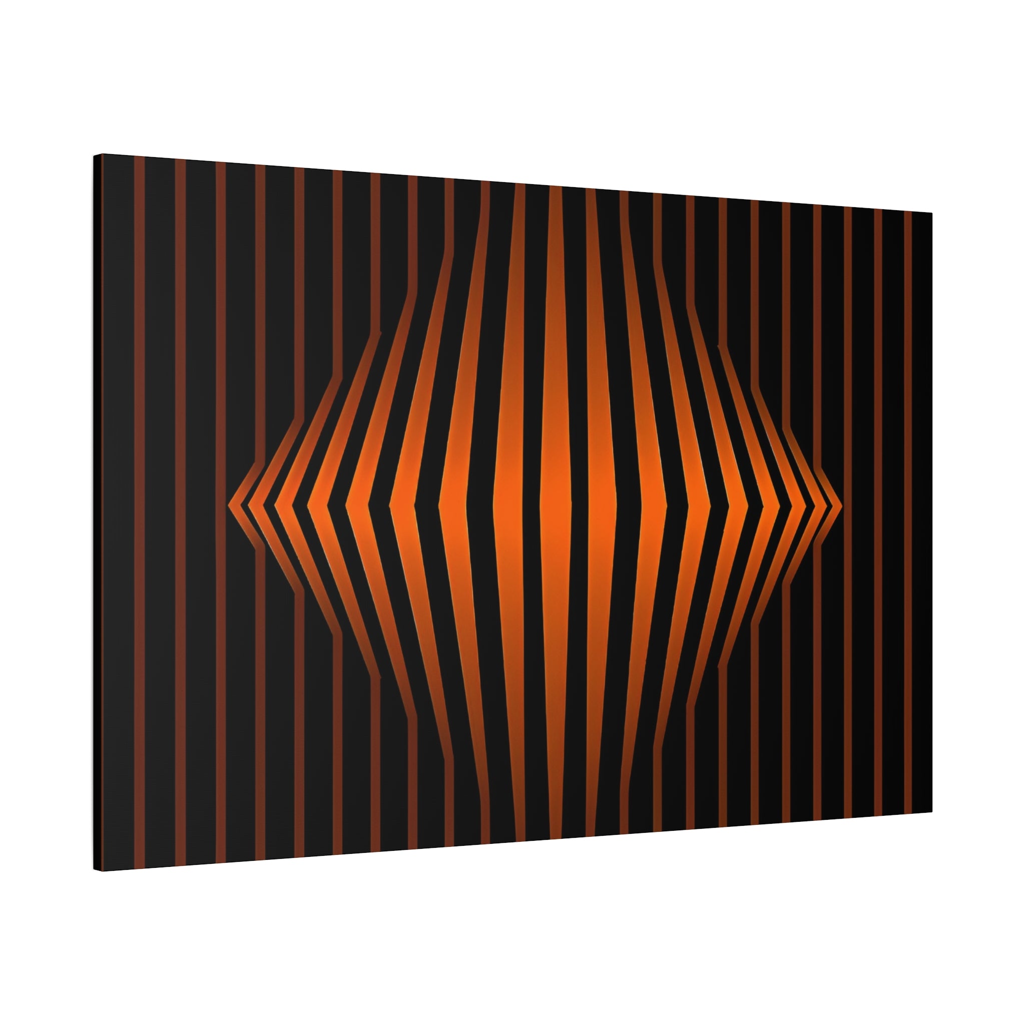 Optical Orange Stripe Canvas Wall Art – Geometric Mid-Century Abstract