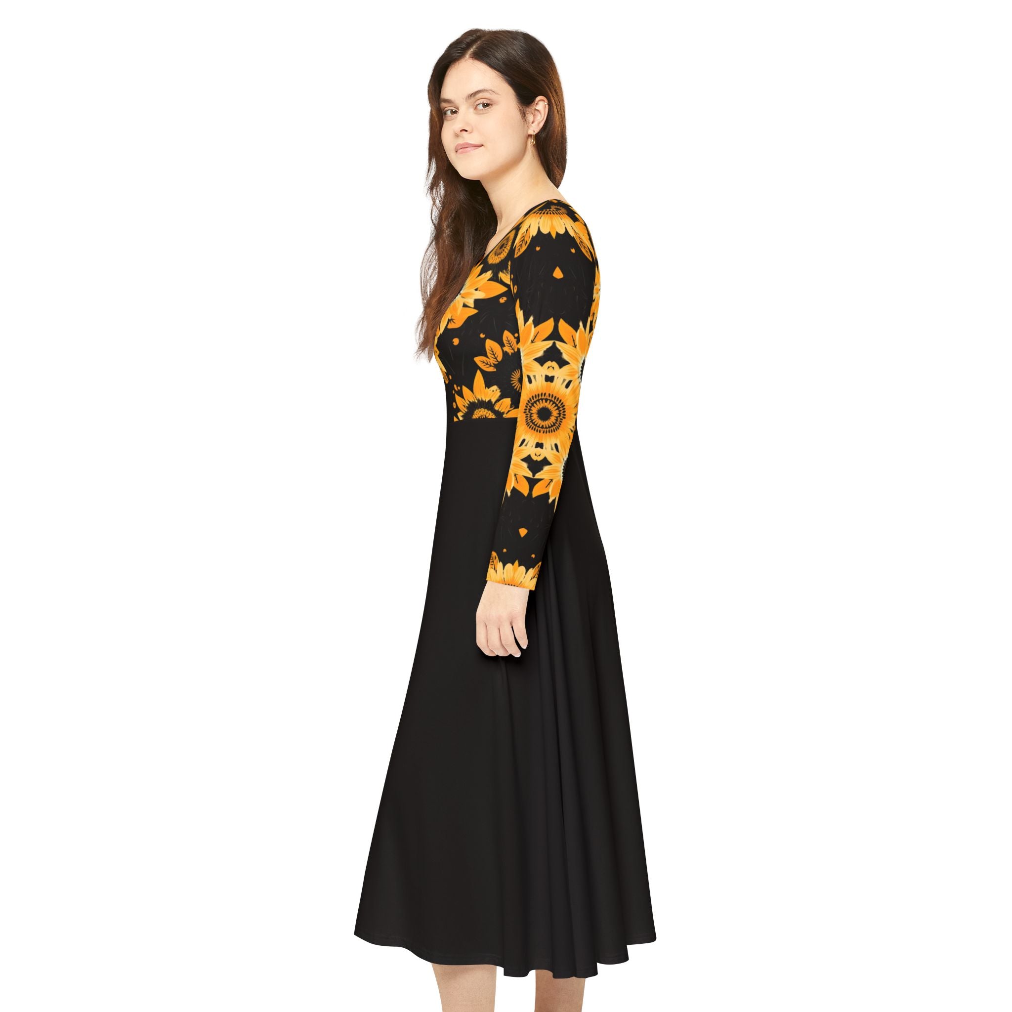 Copy of Sunflower Ballet Dress — Long Sleeve Floral Swing luxury Dress