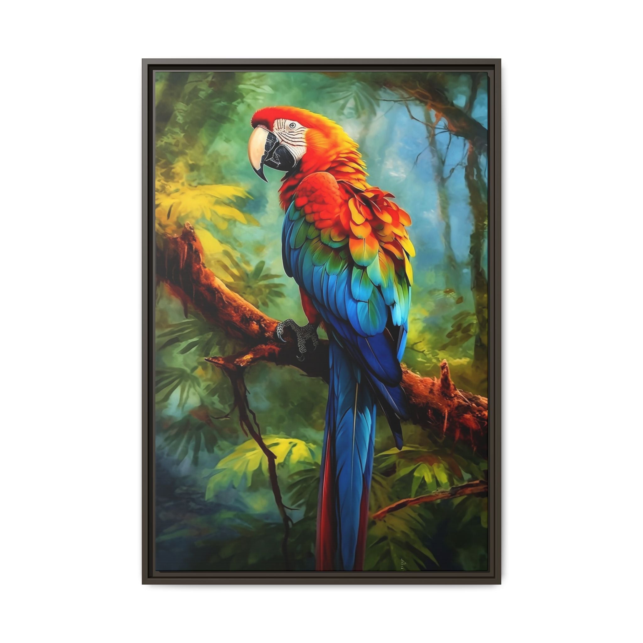 Scarlet Macaw Tropical Canvas Print (Framed Matte)