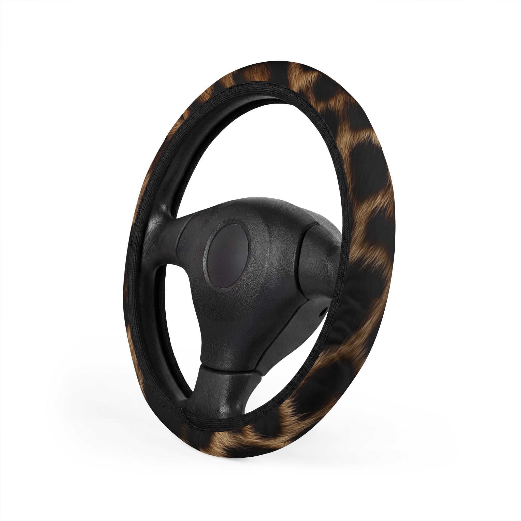 Faux Fur Brown Swirl Steering Wheel Cover — Cozy Car Grip