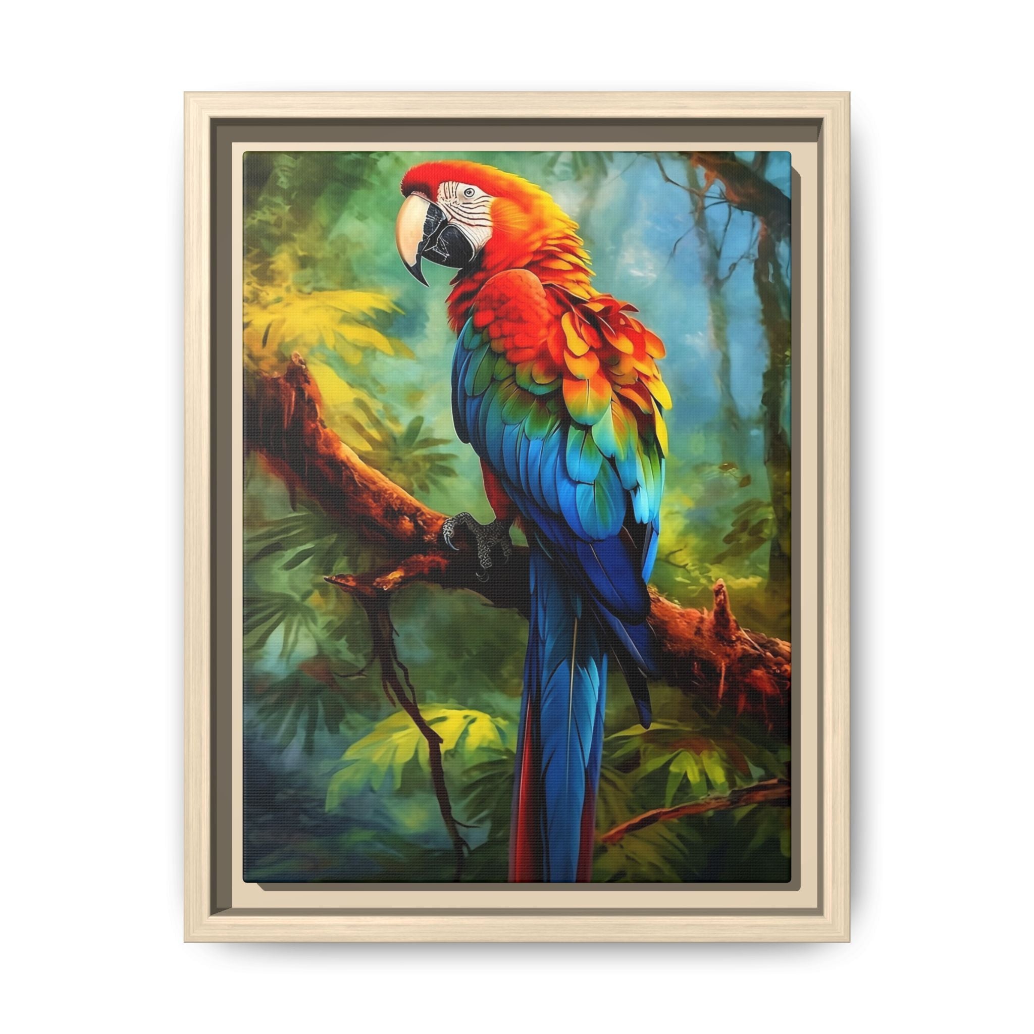 Scarlet Macaw Tropical Canvas Print (Framed Matte)