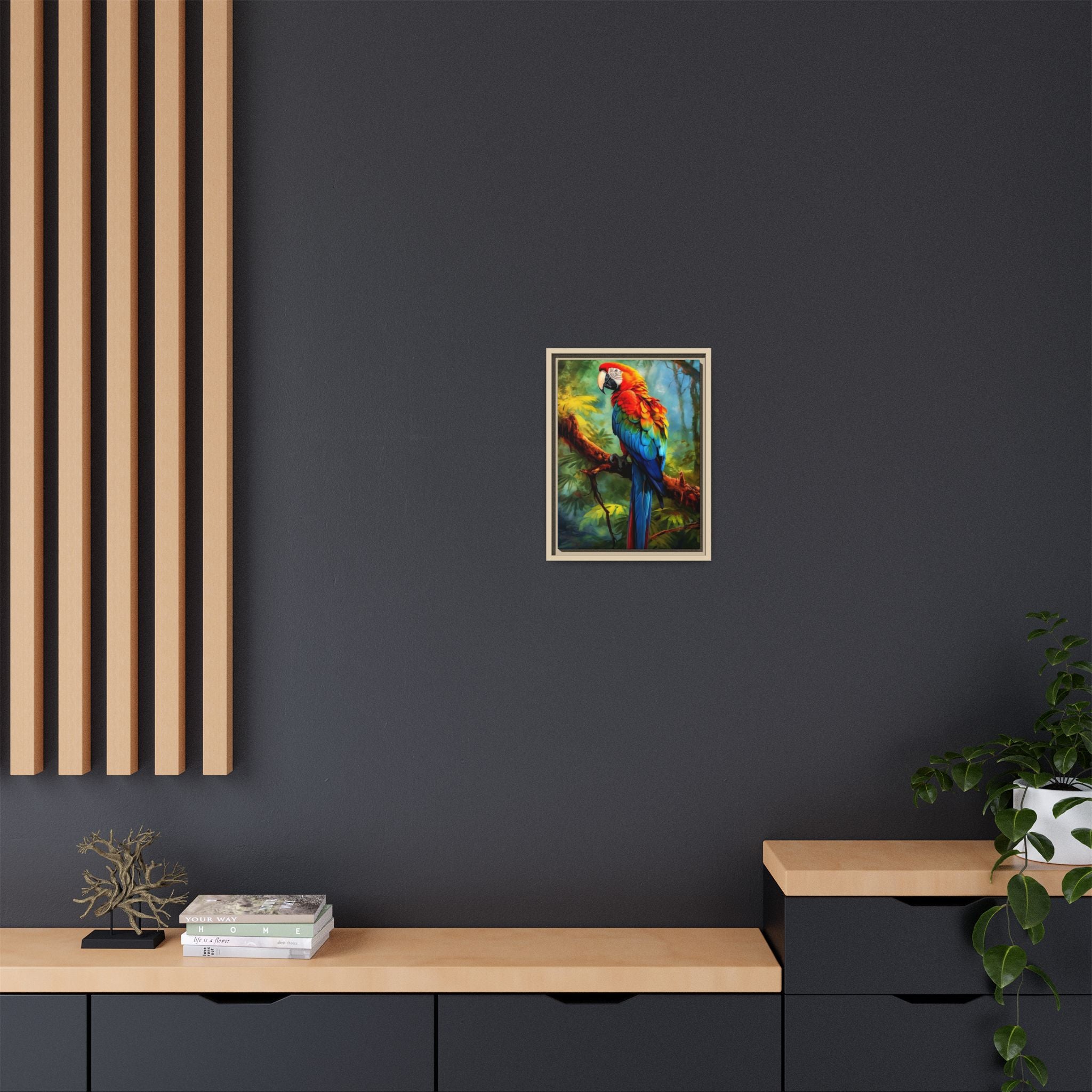Scarlet Macaw Tropical Canvas Print (Framed Matte)