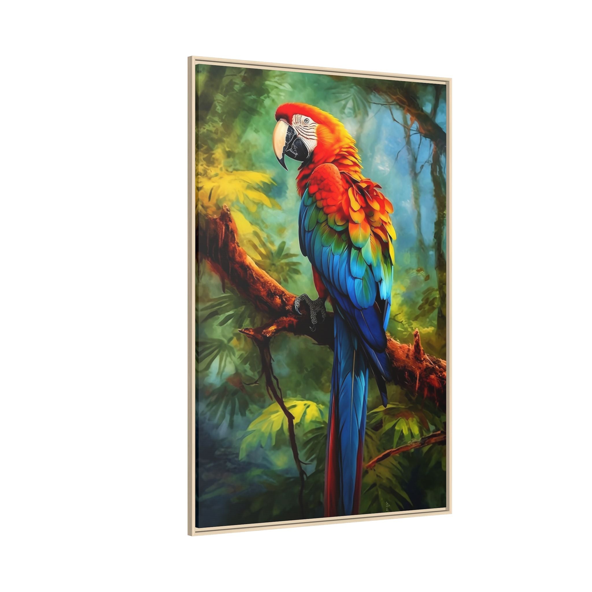 Scarlet Macaw Tropical Canvas Print (Framed Matte)