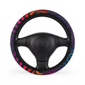 Colorful Zebra Stripe Steering Wheel Cover — Neon Rainbow Car Accessory