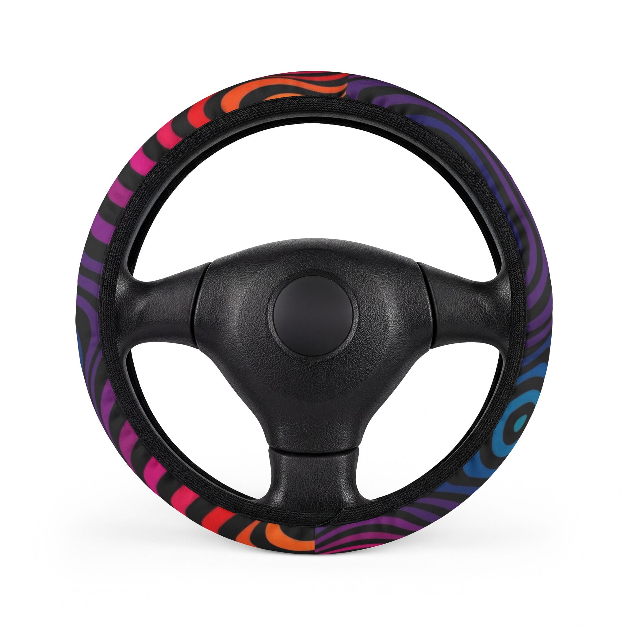 Colorful Zebra Stripe Steering Wheel Cover — Neon Rainbow Car Accessory