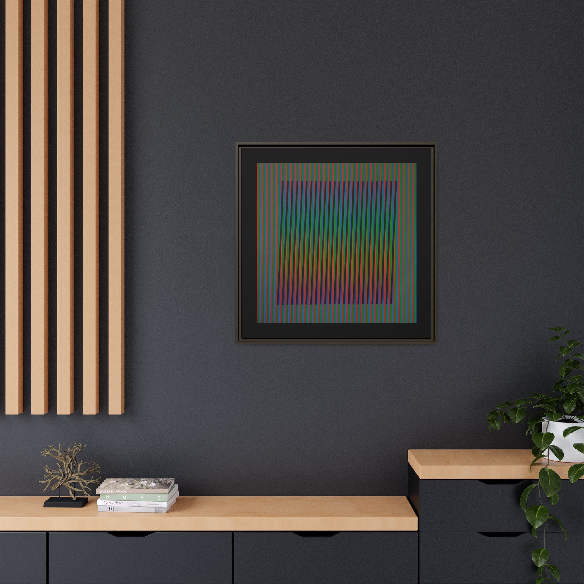 Framed Matte Canvas — Rainbow Op Art Square