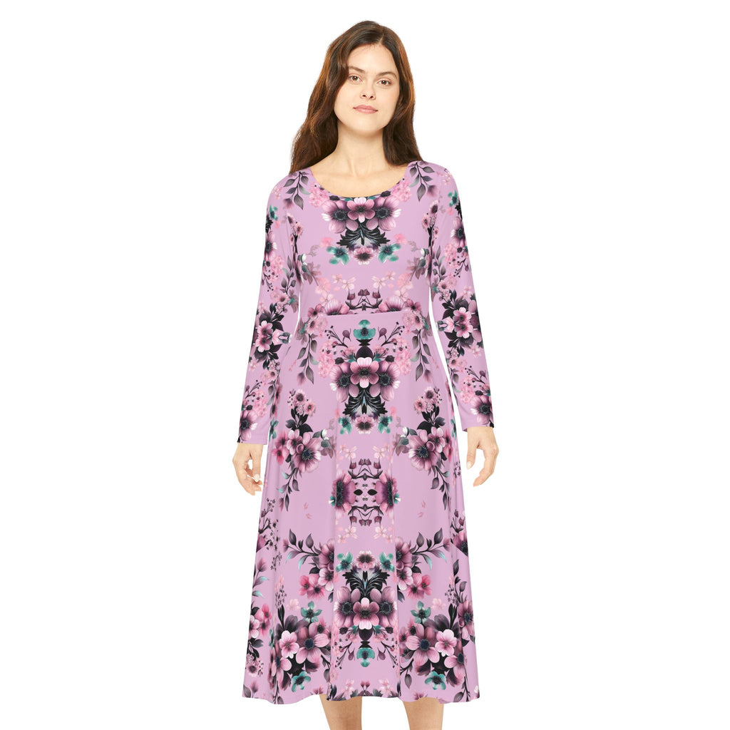 Copy of Floral Pink Kaleidoscope Long Sleeve luxury Dress