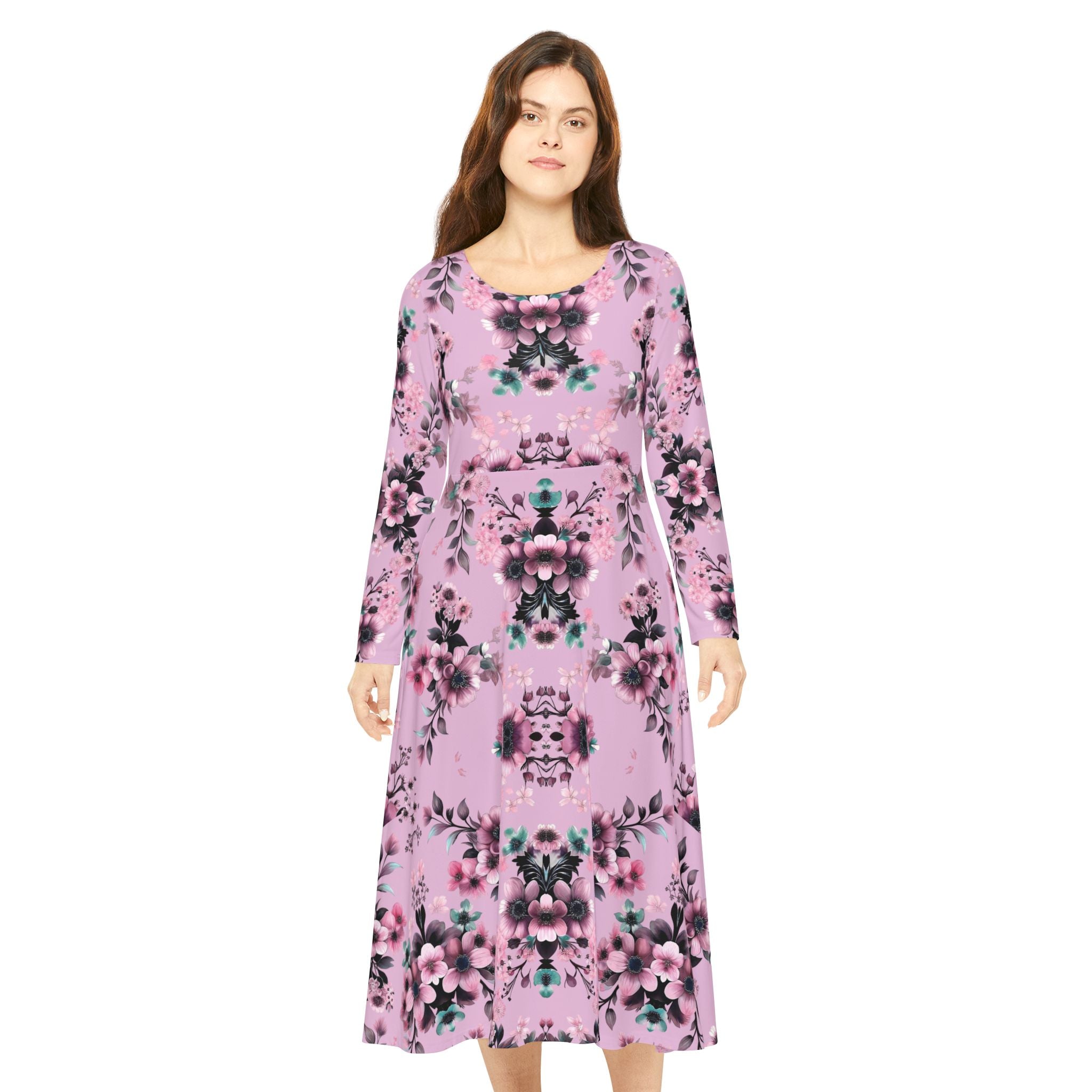 Copy of Floral Pink Kaleidoscope Long Sleeve luxury Dress
