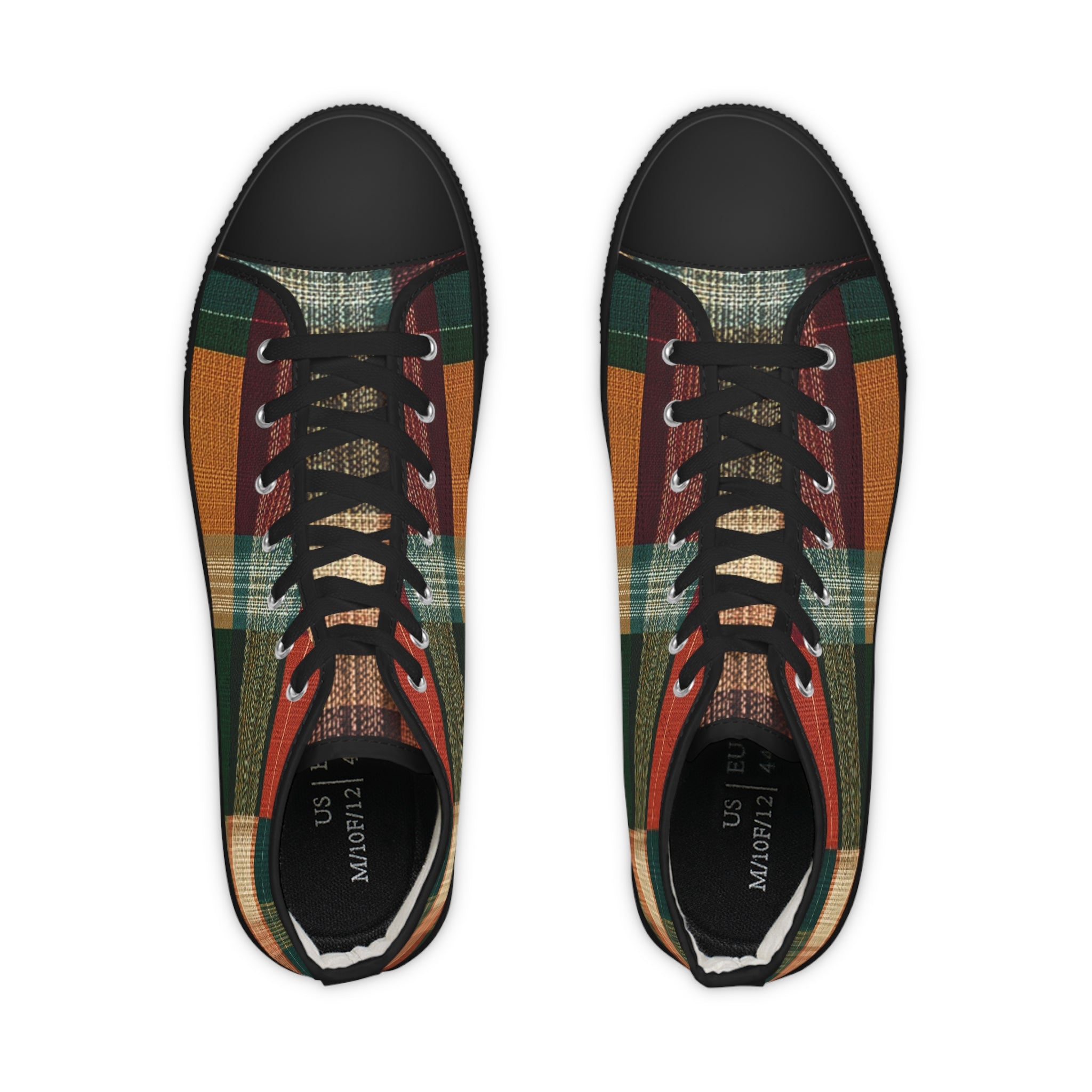 Plaid High-Top Sneakers — Rustic Autumn Check Men's Shoes