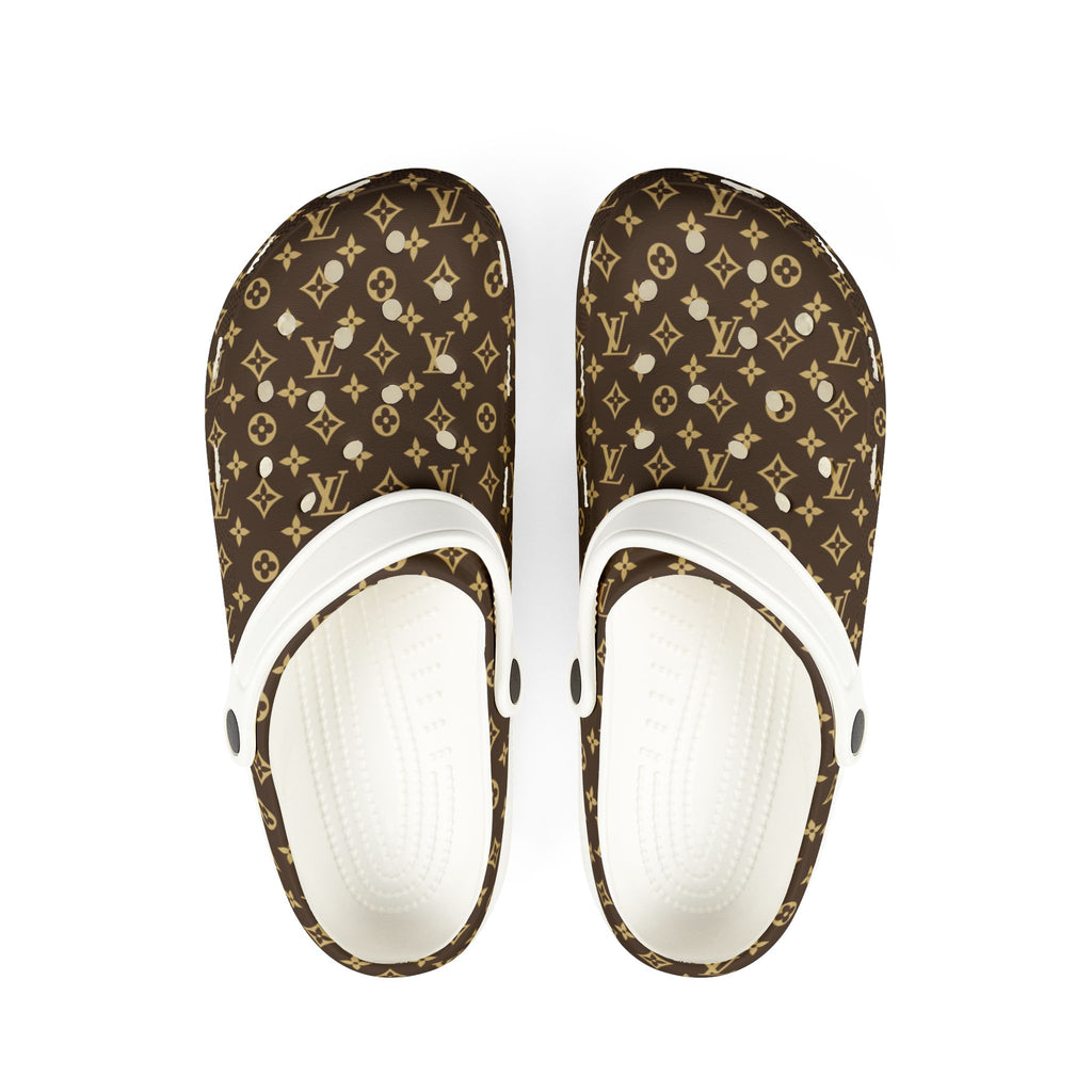 Brown Monogram EVA Foam Clogs — Luxury Pattern Slip-On Shoes