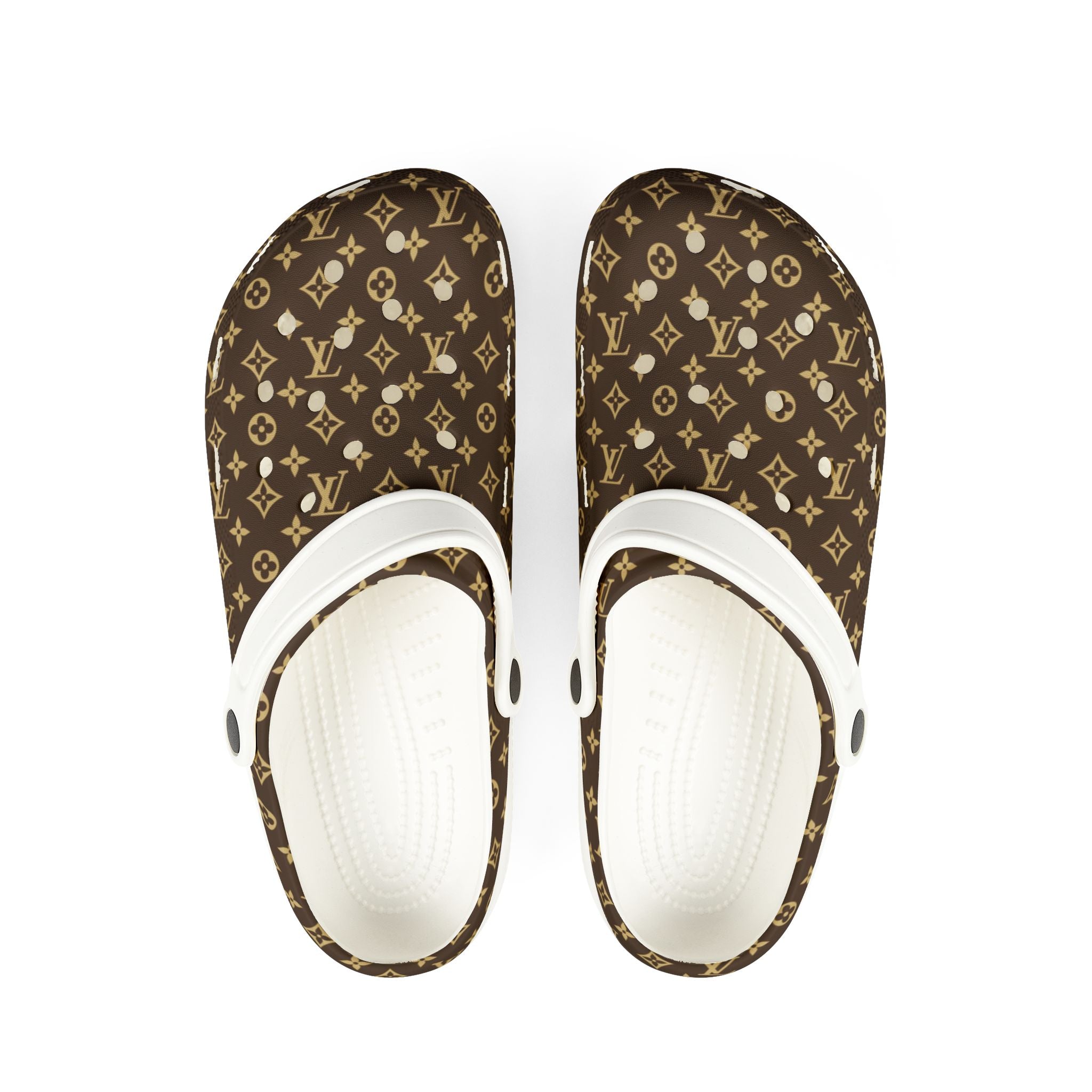 Brown Monogram EVA Foam Clogs — Luxury Pattern Slip-On Shoes