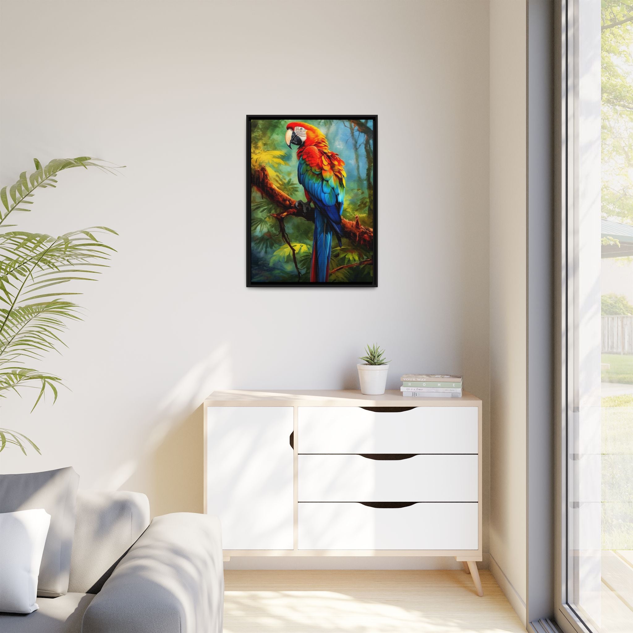 Scarlet Macaw Tropical Canvas Print (Framed Matte)