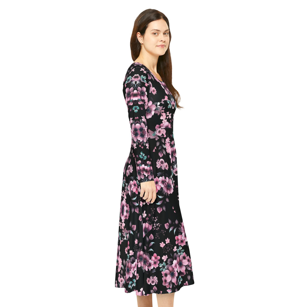 Copy of Copy of Copy of Floral Pink Kaleidoscope Long Sleeve luxury Dress