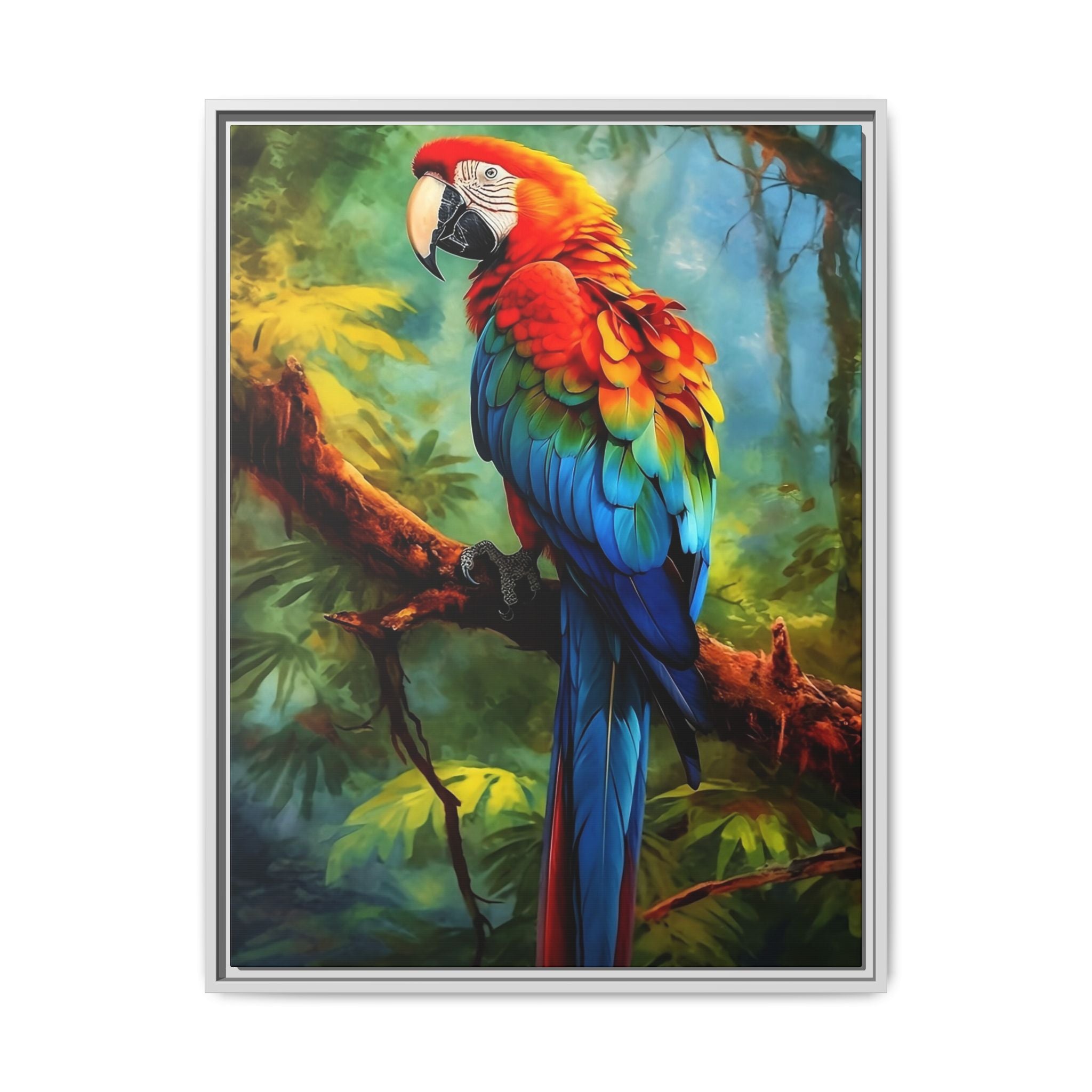 Scarlet Macaw Tropical Canvas Print (Framed Matte)