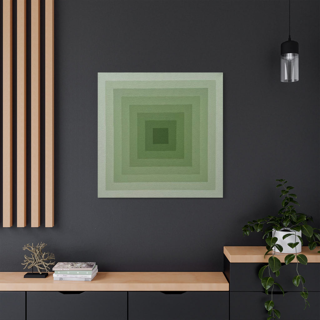 Green Gradient Geometric Canvas Print — Stretched Satin Wall Art