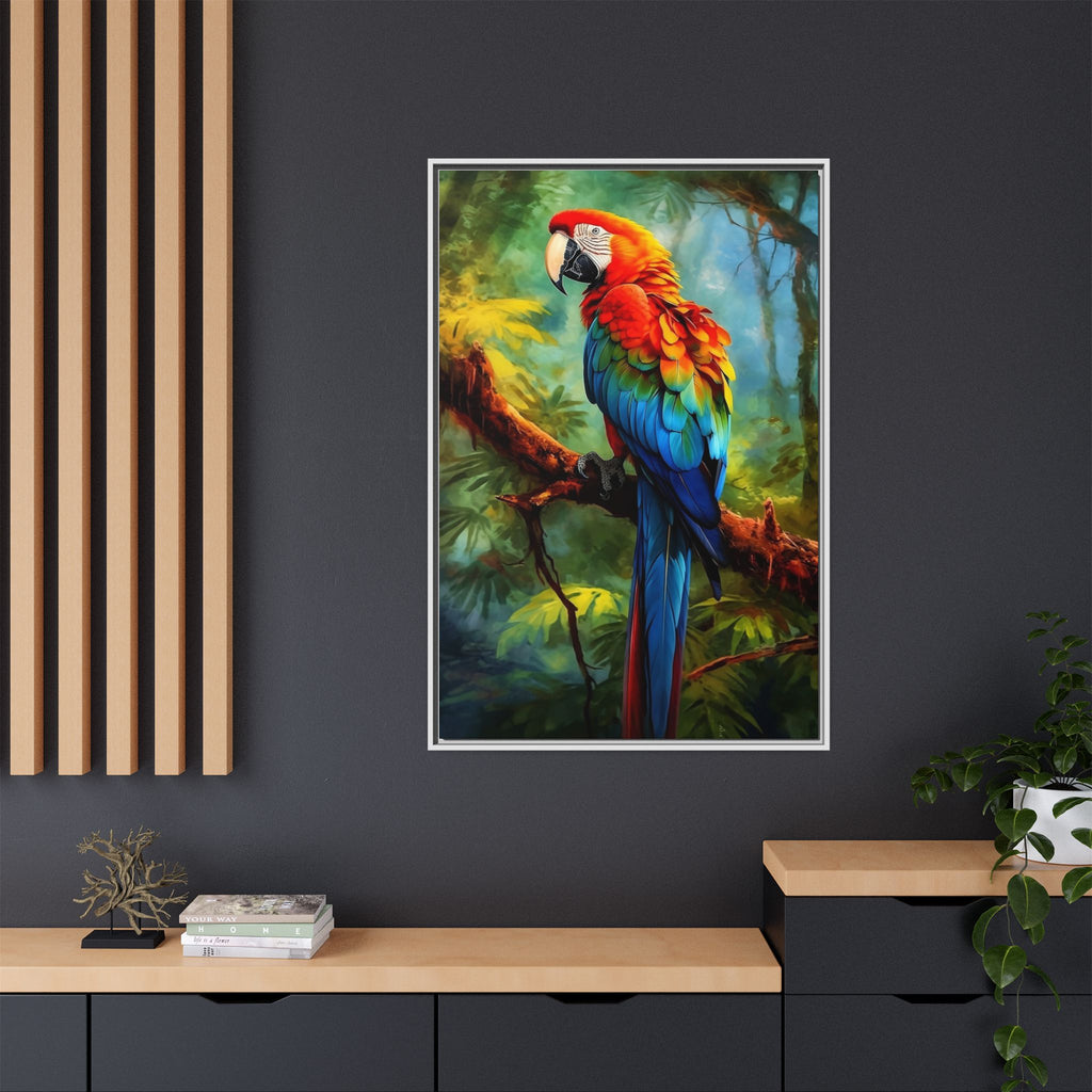 Scarlet Macaw Tropical Canvas Print (Framed Matte)