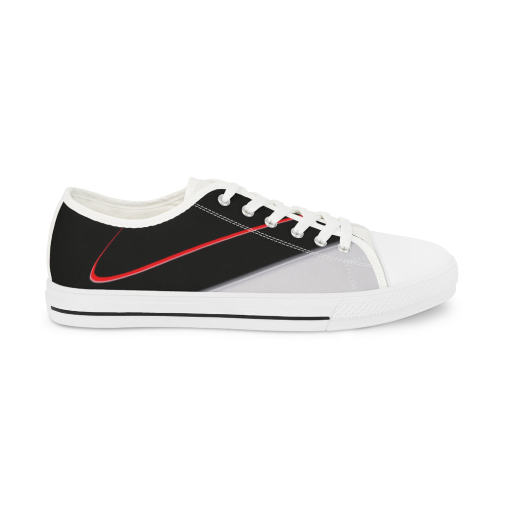 Men's Low Top Sneakers — Black & Gray Stripe Casual Canvas Shoes