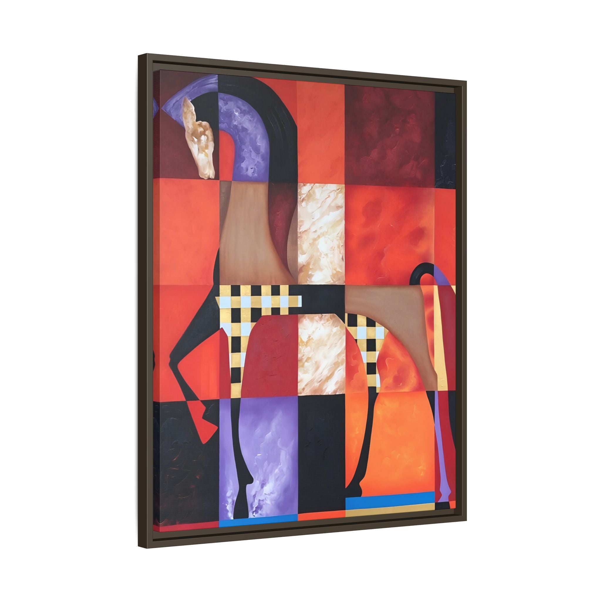 Abstract Geometric Horse Framed Canvas Art — Modern Colorful Wall Decor