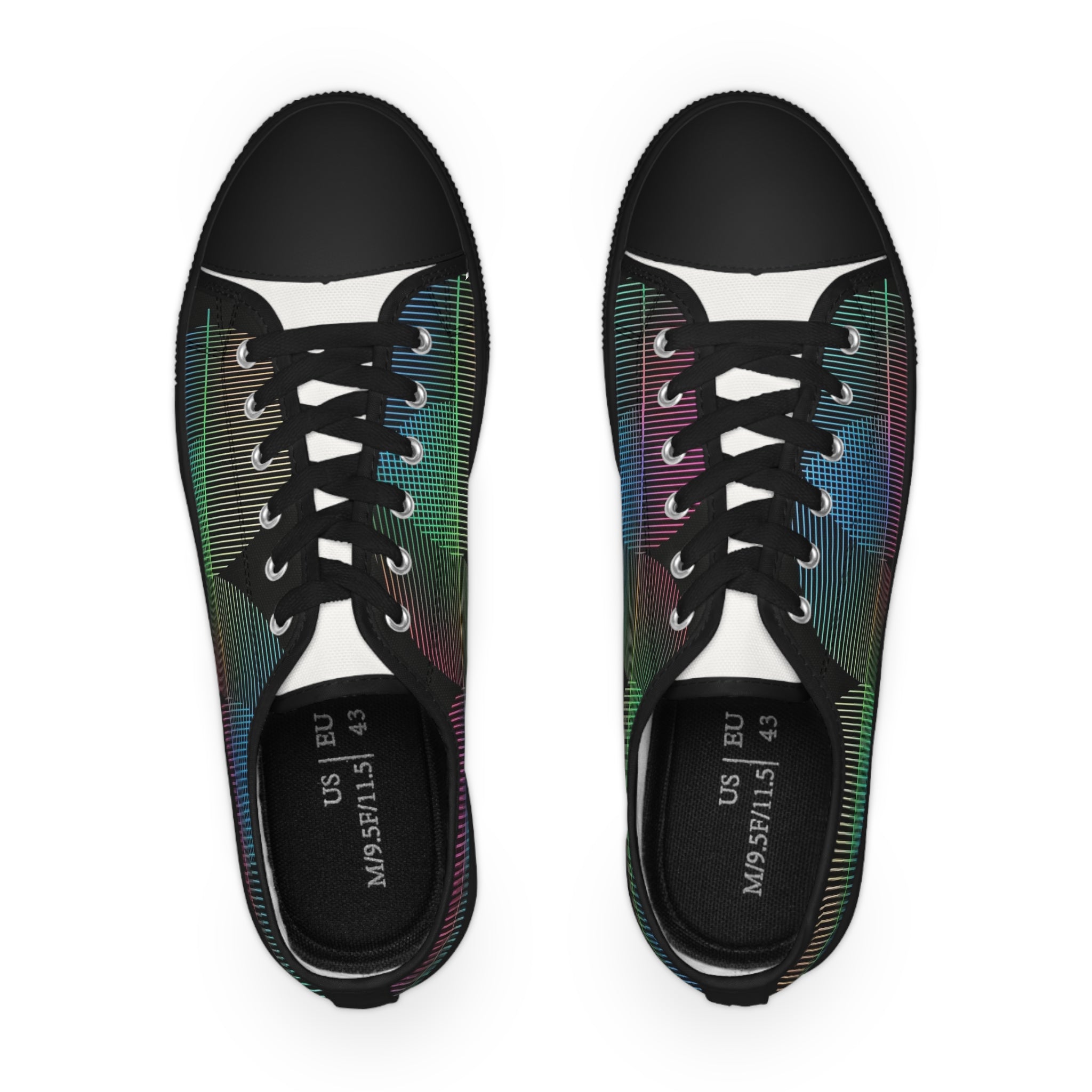Men's Low Top Sneakers - Iridescent Grid Plaid Casual Shoes
