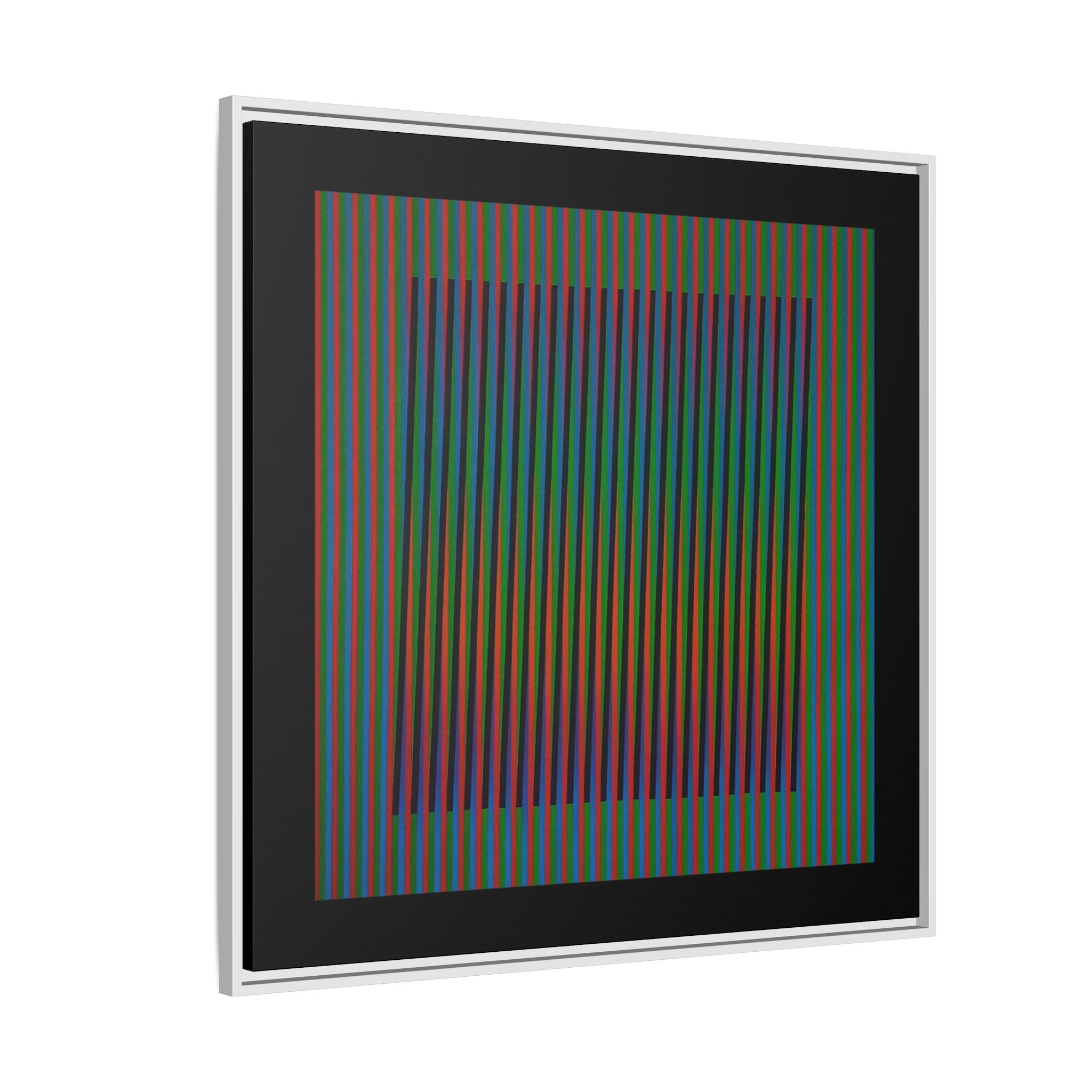 Framed Matte Canvas — Rainbow Op Art Square