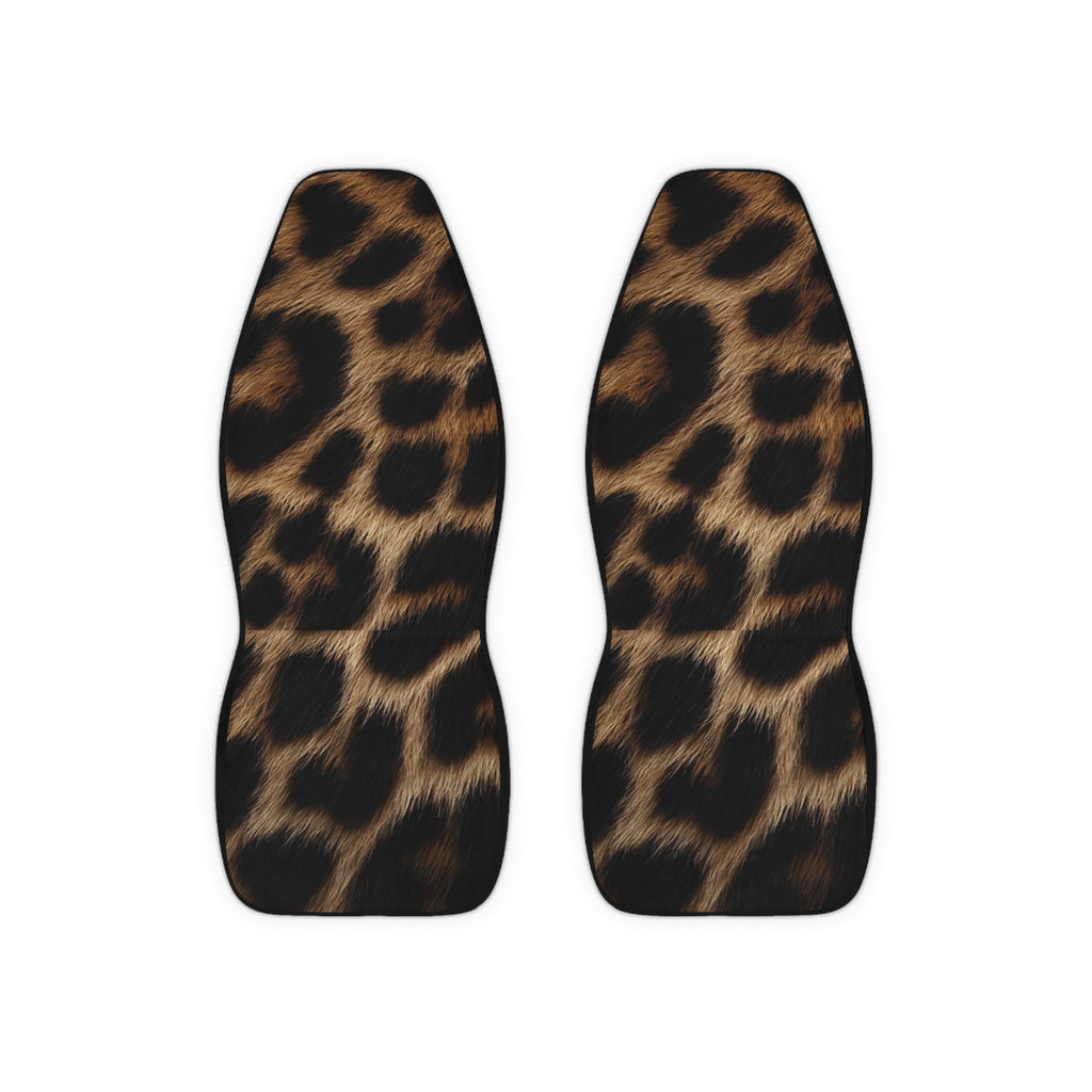 Leopard Print Polyester Car Seat Covers — Faux Fur Animal Print Front Seat Protectors