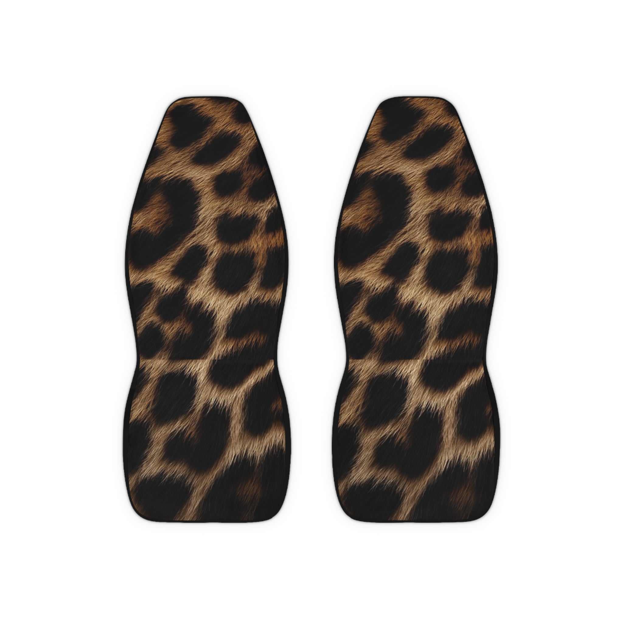 Leopard Print Polyester Car Seat Covers — Faux Fur Animal Print Front Seat Protectors