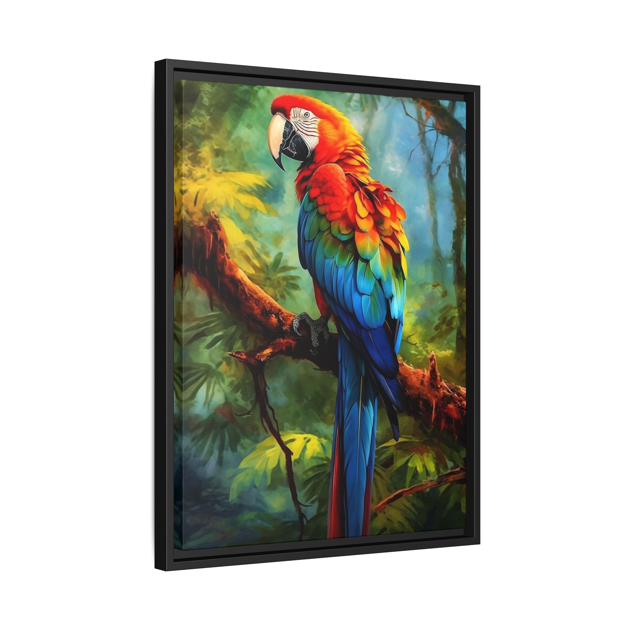 Scarlet Macaw Tropical Canvas Print (Framed Matte)