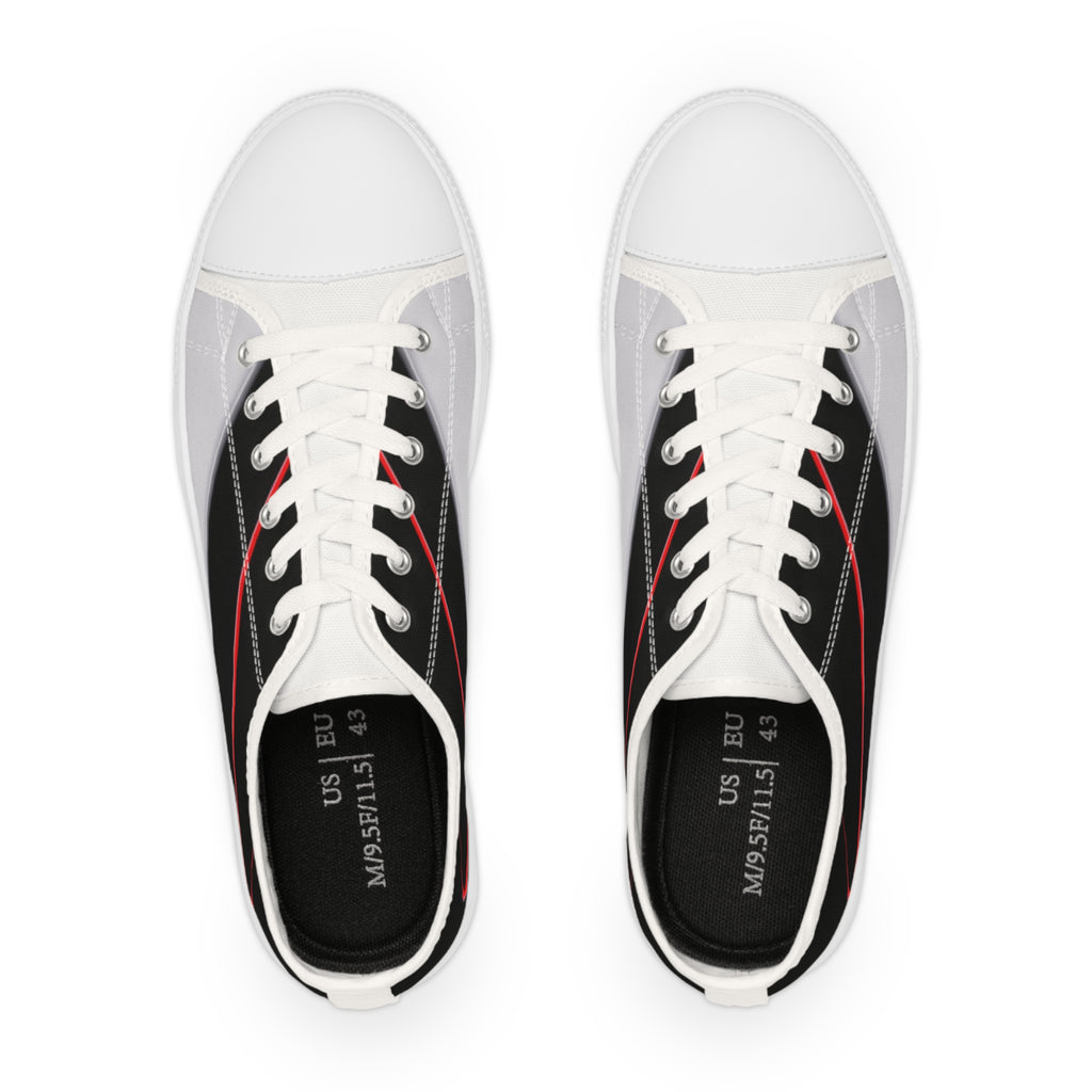 Men's Low Top Sneakers — Black & Gray Stripe Casual Canvas Shoes
