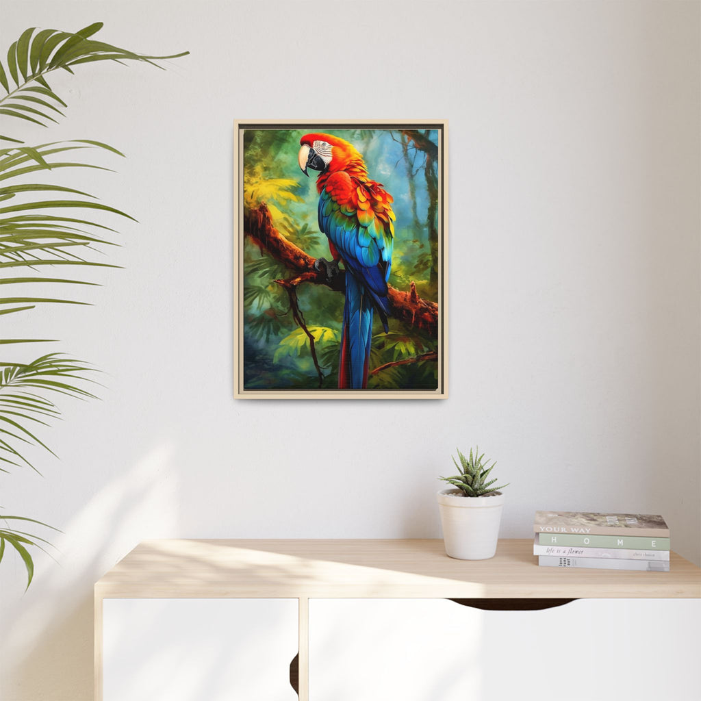 Scarlet Macaw Tropical Canvas Print (Framed Matte)