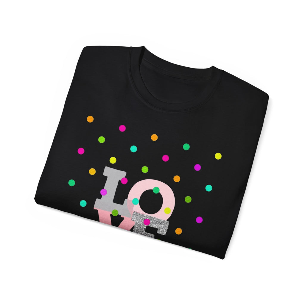 LOVE Polka Dot Tee — Colorful Retro Love Graphic T-Shirt