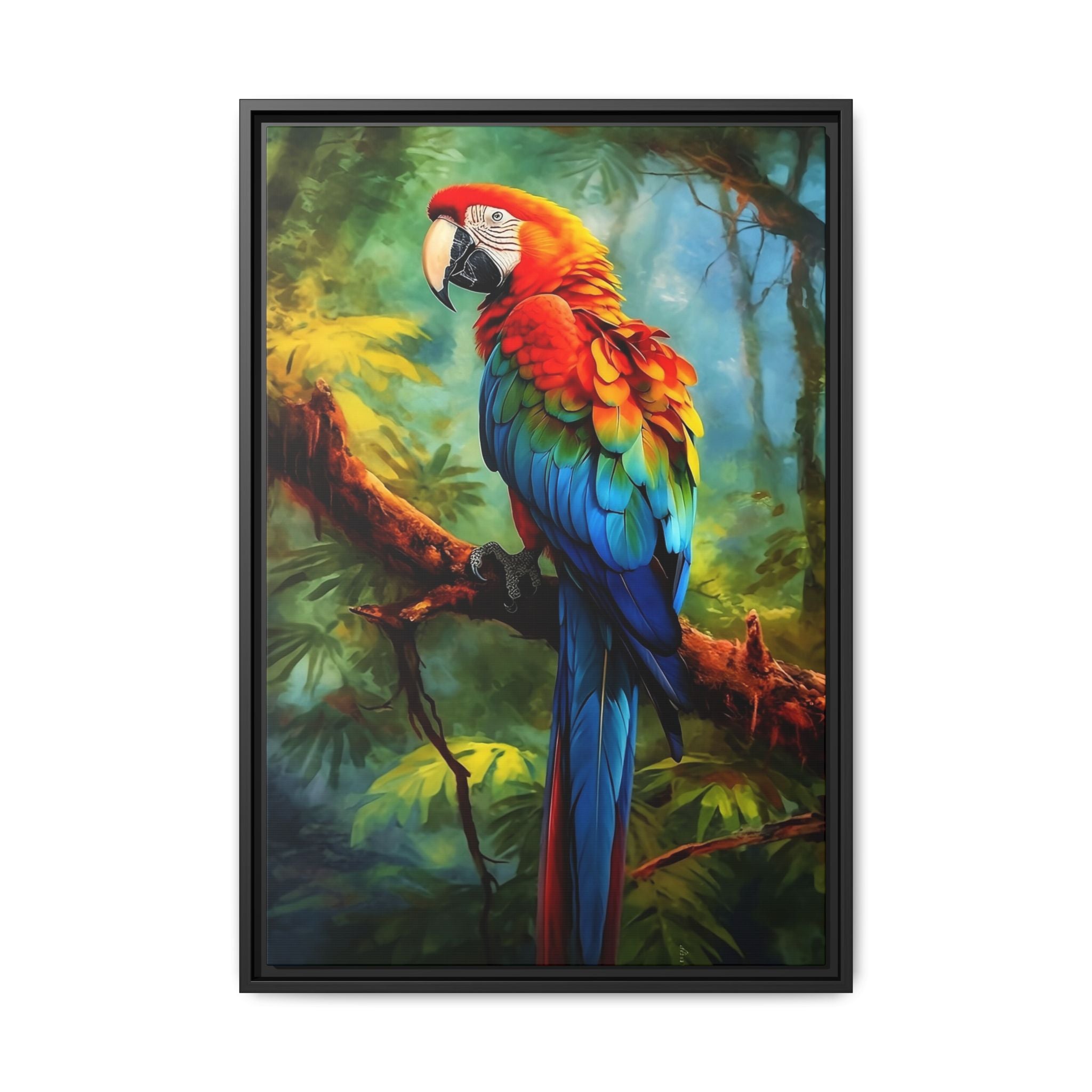 Scarlet Macaw Tropical Canvas Print (Framed Matte)