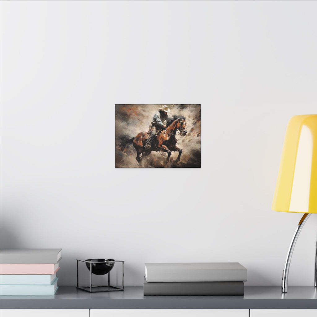 Cowboy on Galloping Horse Matte Canvas Wall Art — Western Rustic Home Decor